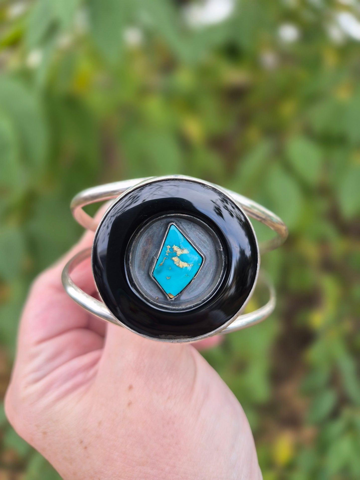 Transitions Shadowbox Cuff - Sterling Silver Black Onyx and Turquoise