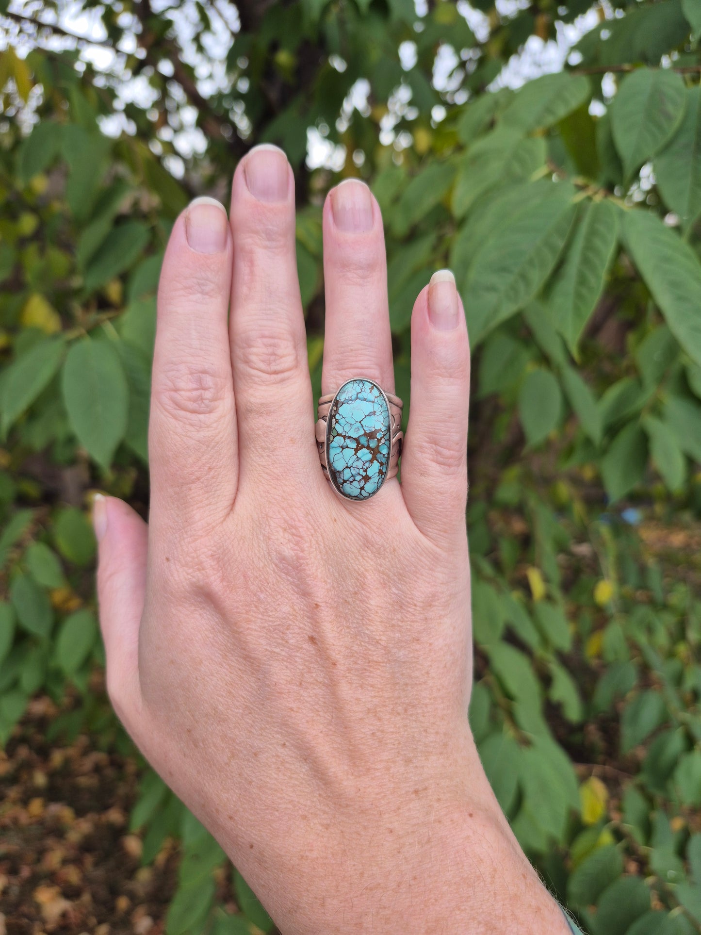 The Sentinel Ring – Large Oval Turquoise & Silver Serpent