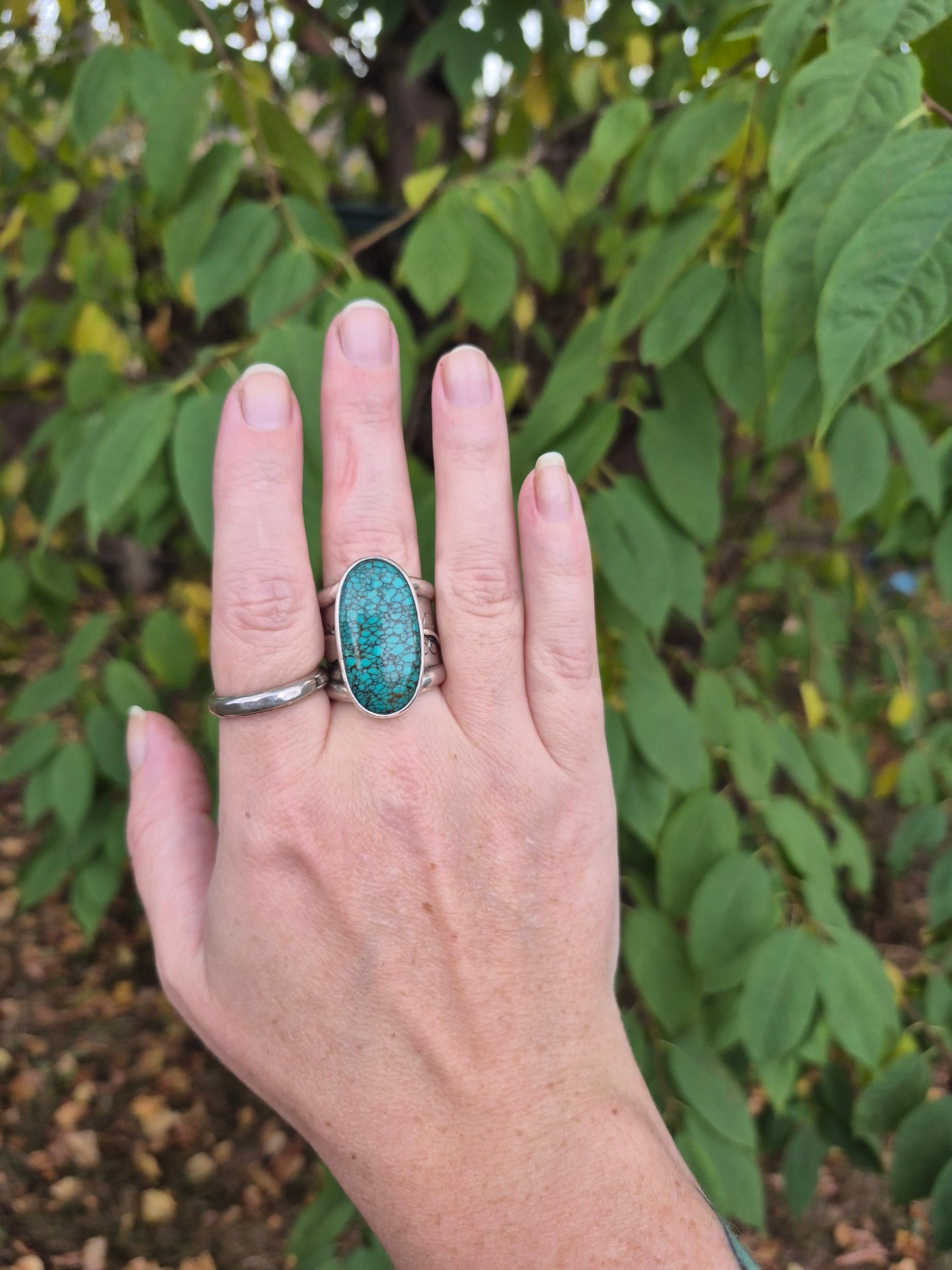The Guardian Ring – Large Oval Turquoise & Silver Serpent