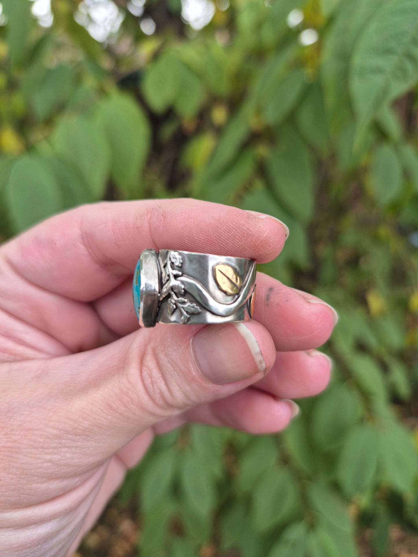 The Moonshadow Ring – Kingman Turquoise & Silver Serpent