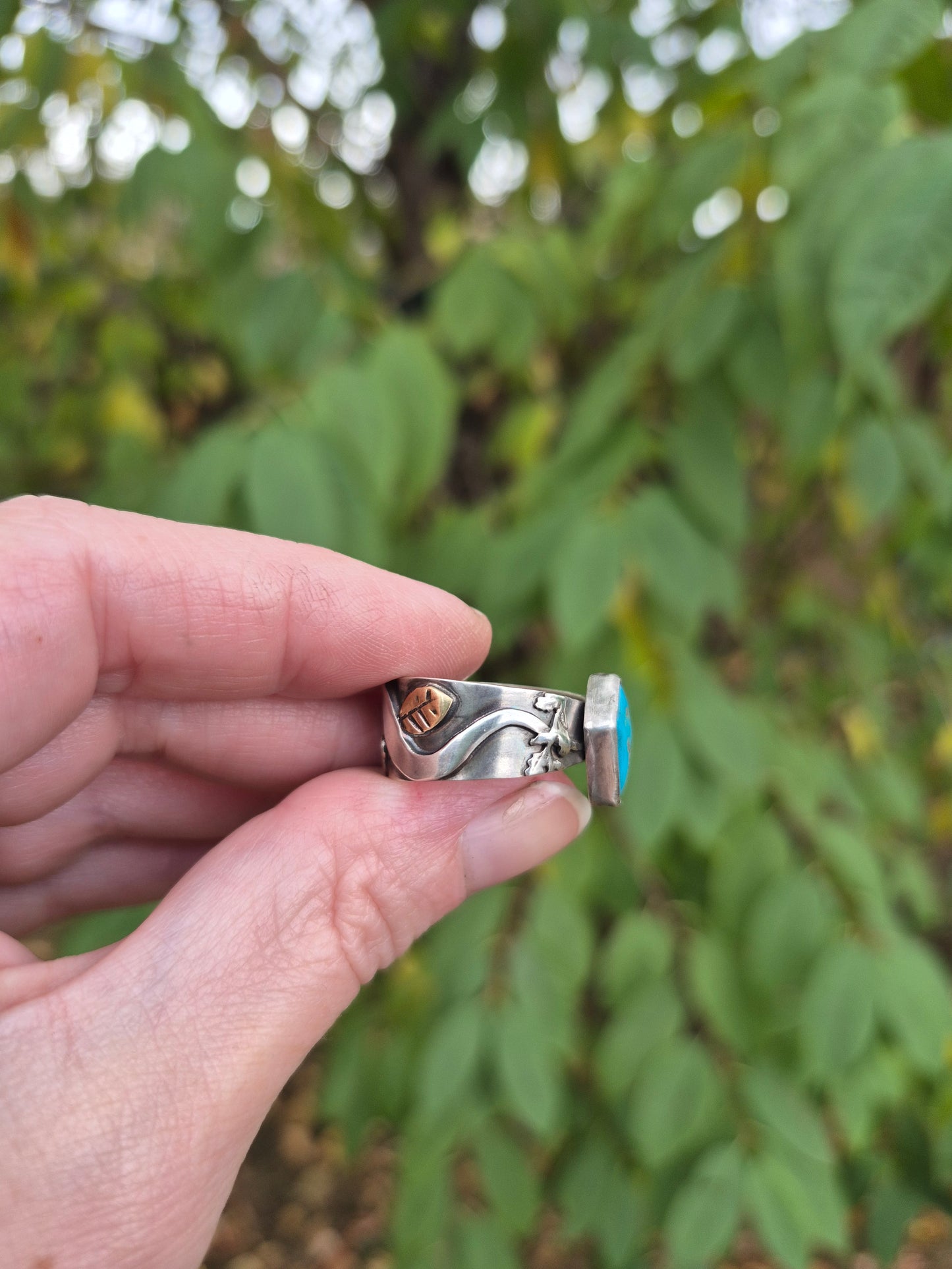 The Daybreak Ring – Kingman Turquoise & Silver Serpent