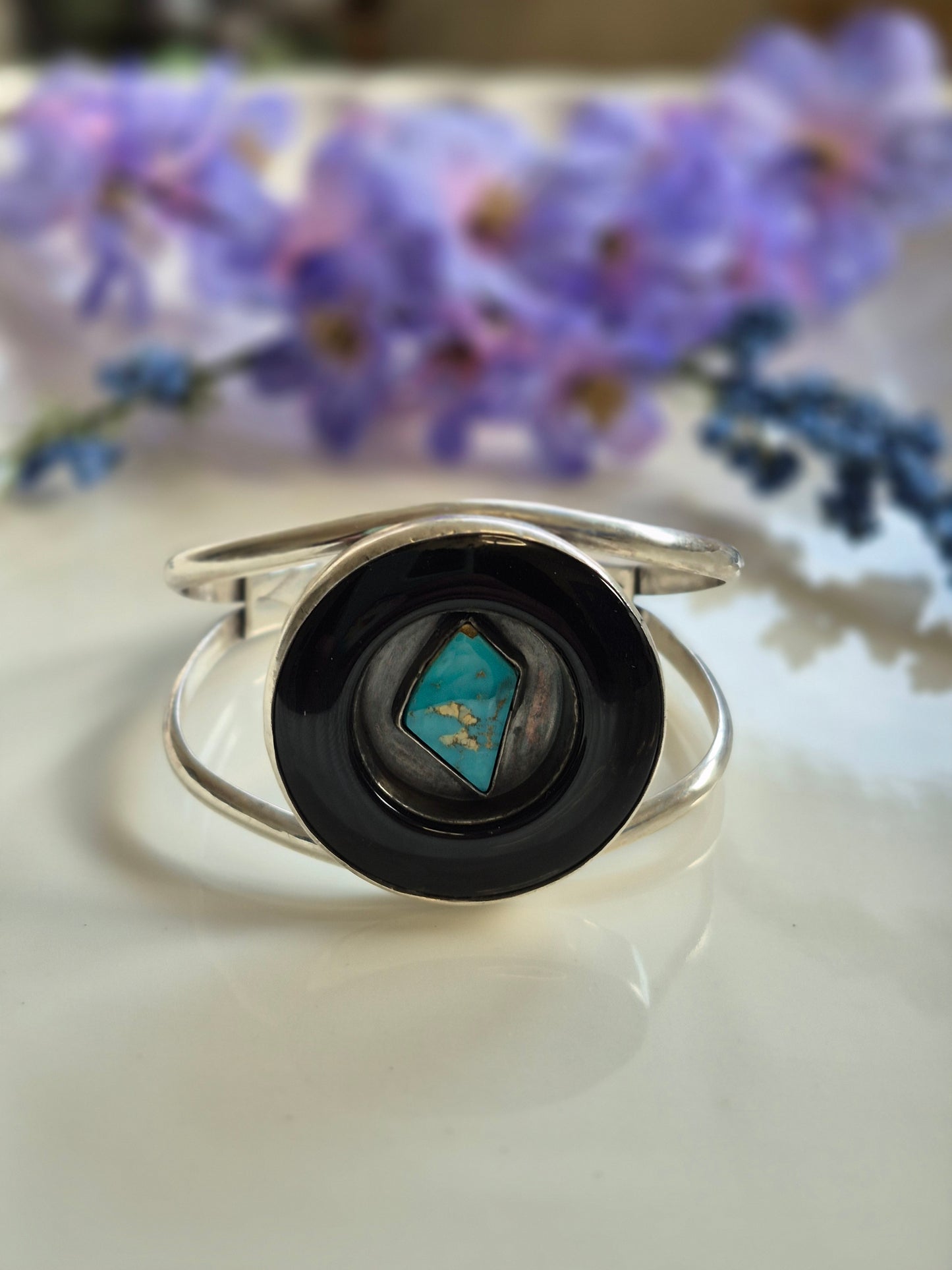 Transitions Shadowbox Cuff - Sterling Silver Black Onyx and Turquoise