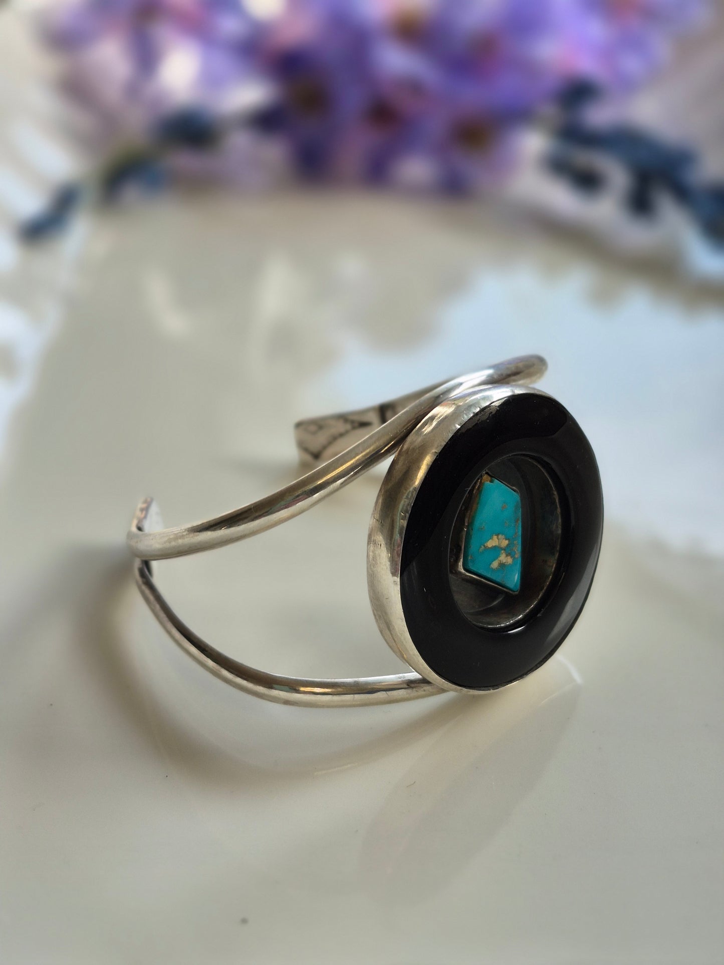 Transitions Shadowbox Cuff - Sterling Silver Black Onyx and Turquoise