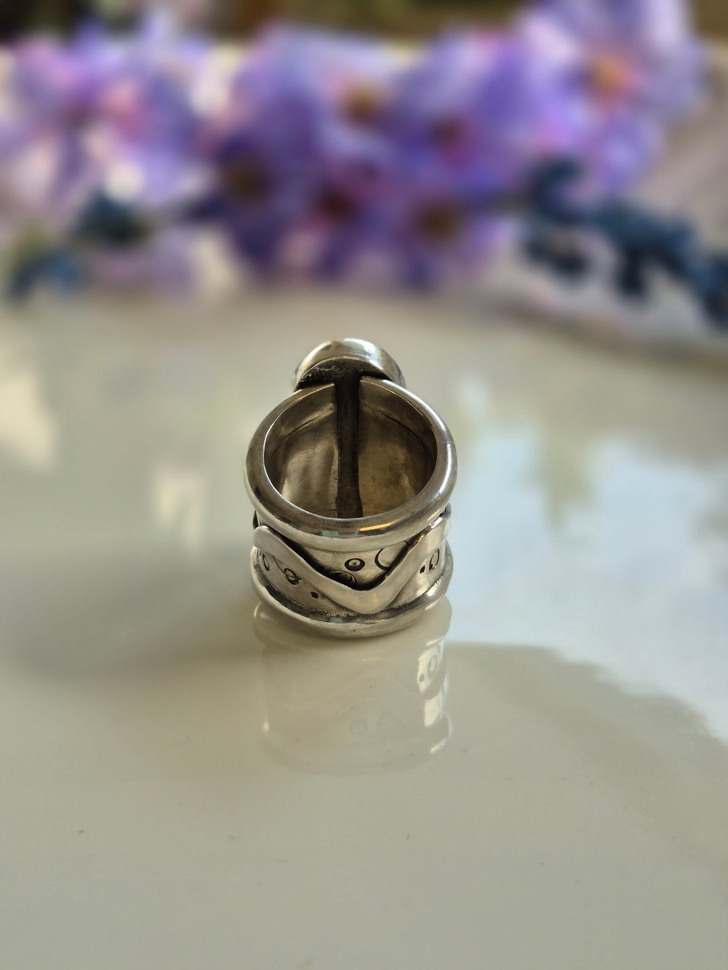 The Guardian Ring – Large Oval Turquoise & Silver Serpent