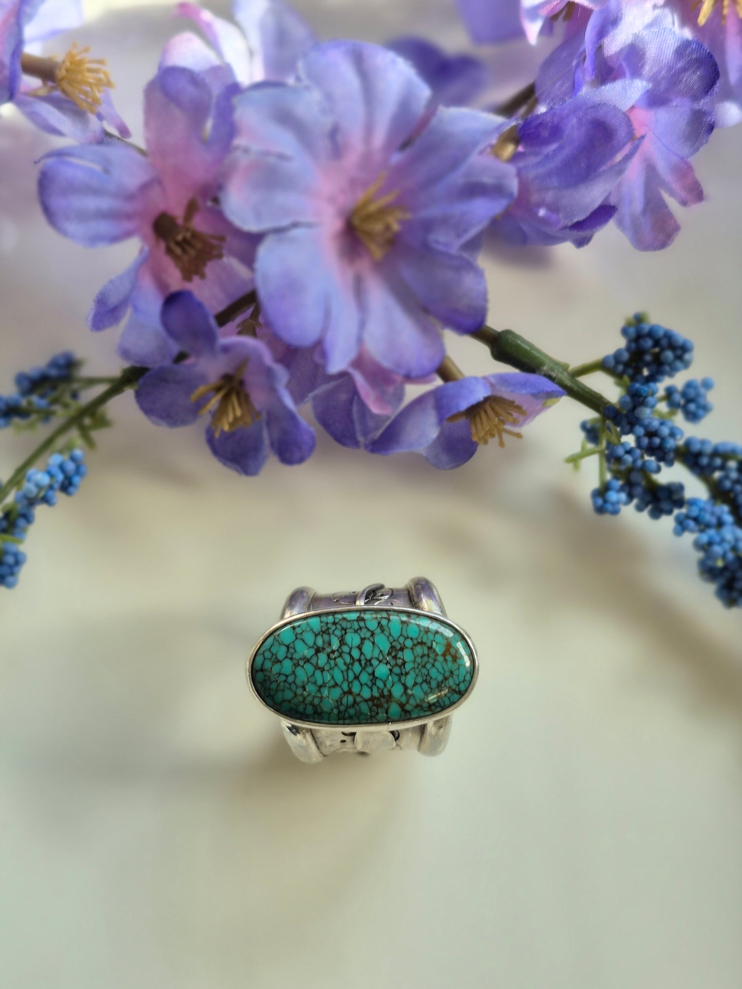 The Guardian Ring – Large Oval Turquoise & Silver Serpent