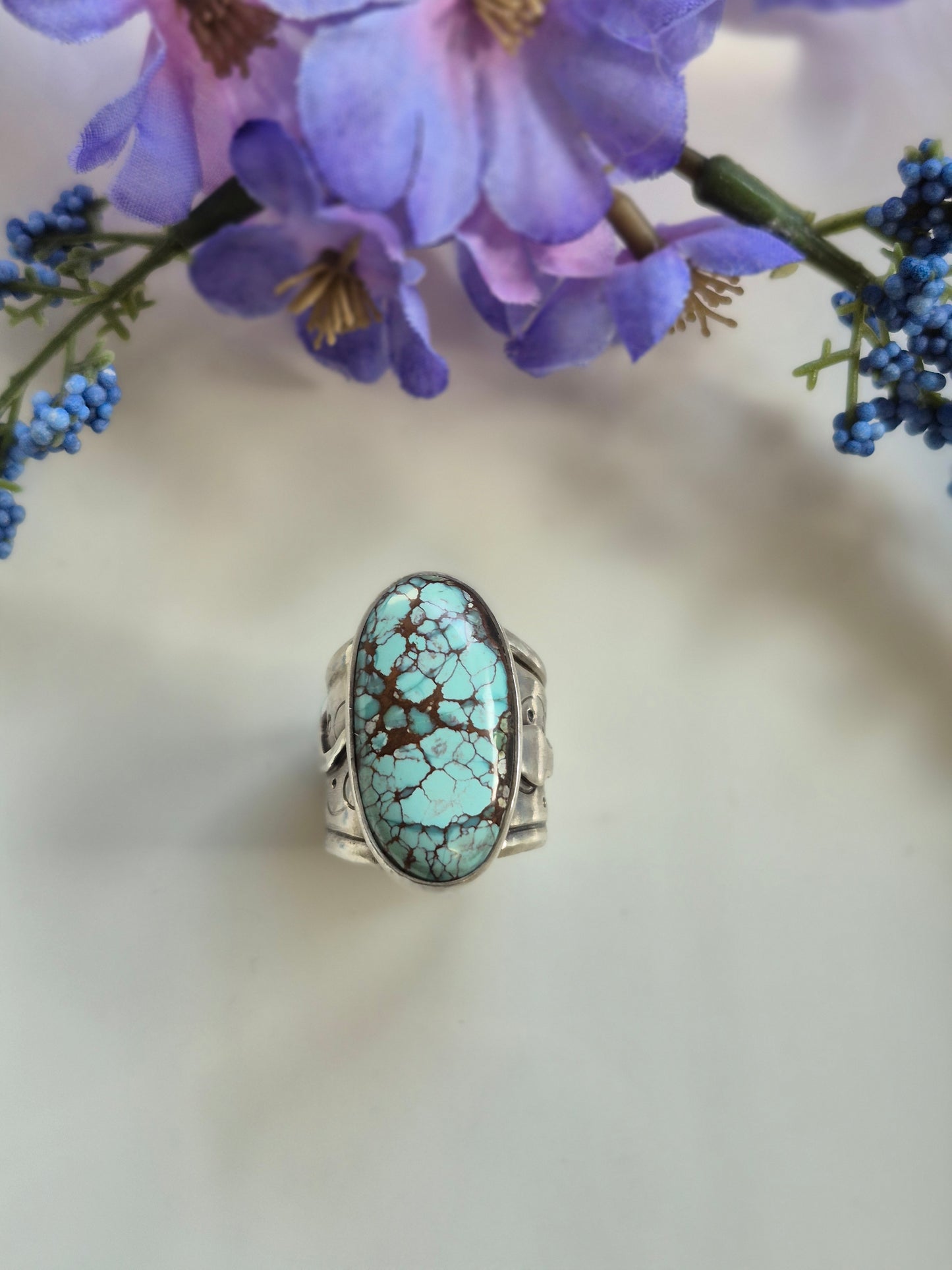 The Sentinel Ring – Large Oval Turquoise & Silver Serpent