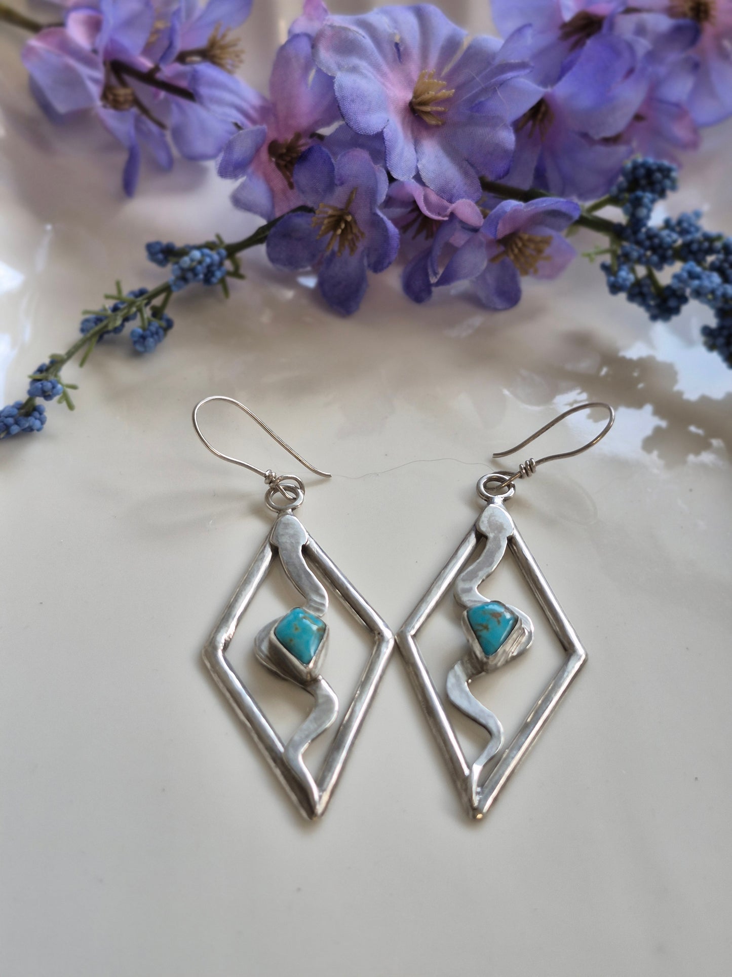 The Serpent’s Embrace Earrings – Turquoise & Sterling Silver
