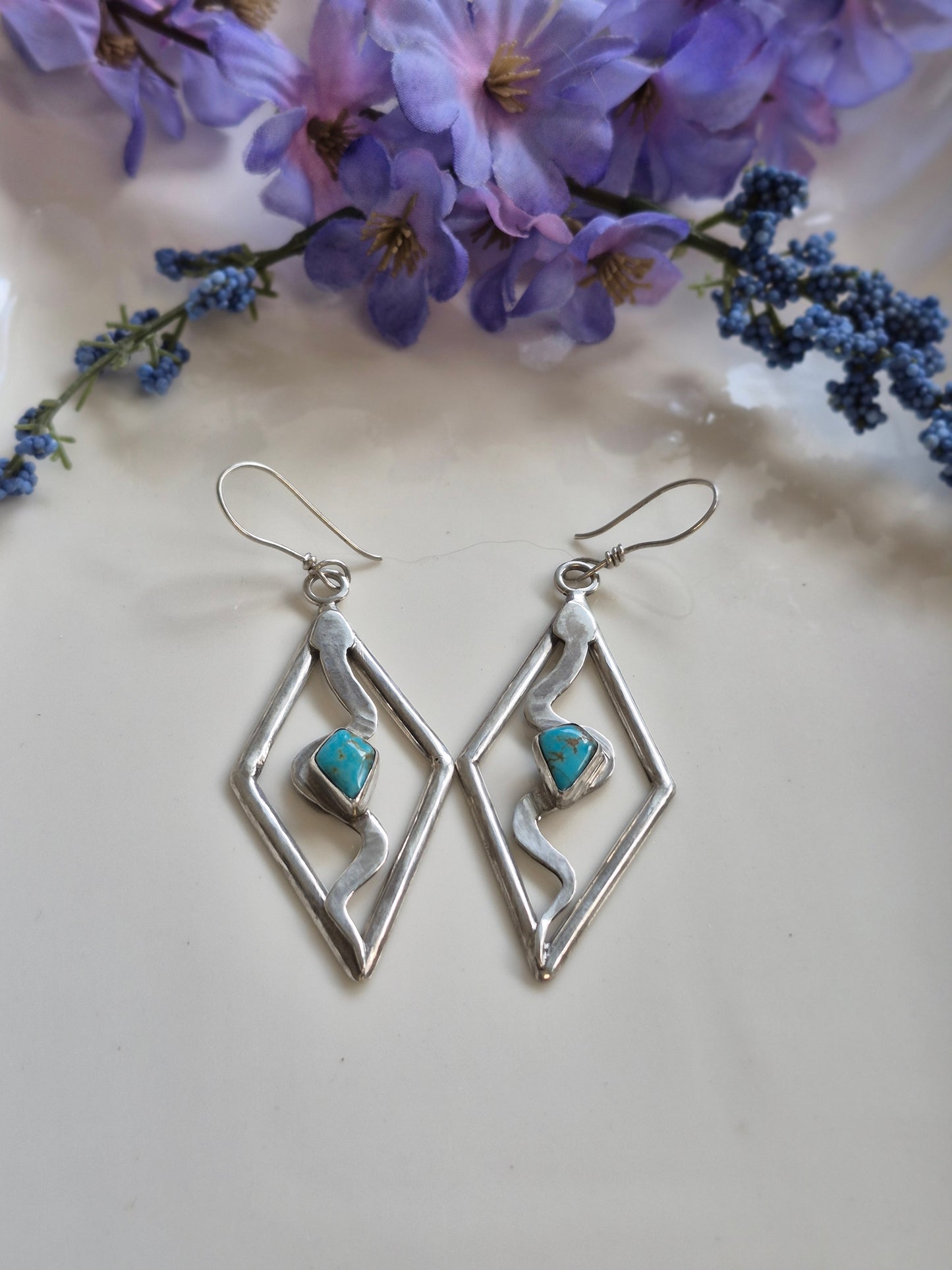 The Serpent’s Embrace Earrings – Turquoise & Sterling Silver