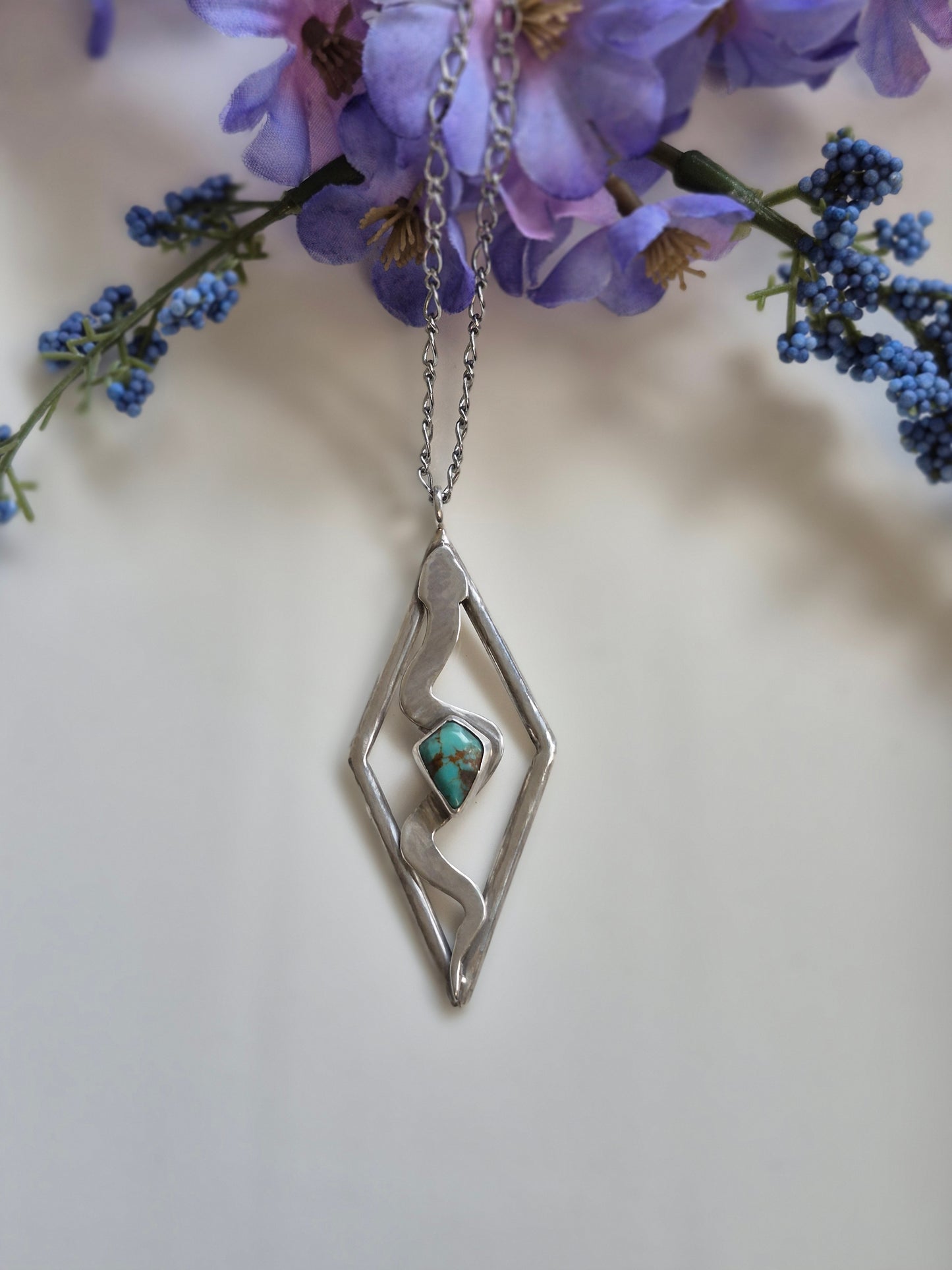 The Serpent’s Heart Necklace – Turquoise & Sterling Silver