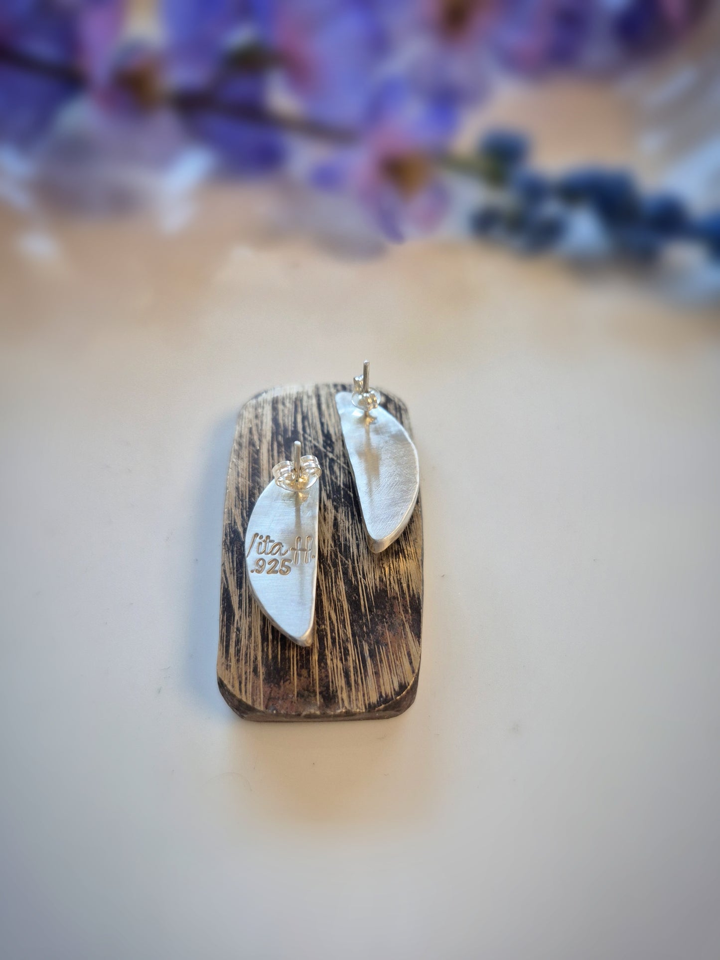 Prairie Grass Earrings – Long Crescent Green Turquoise Studs