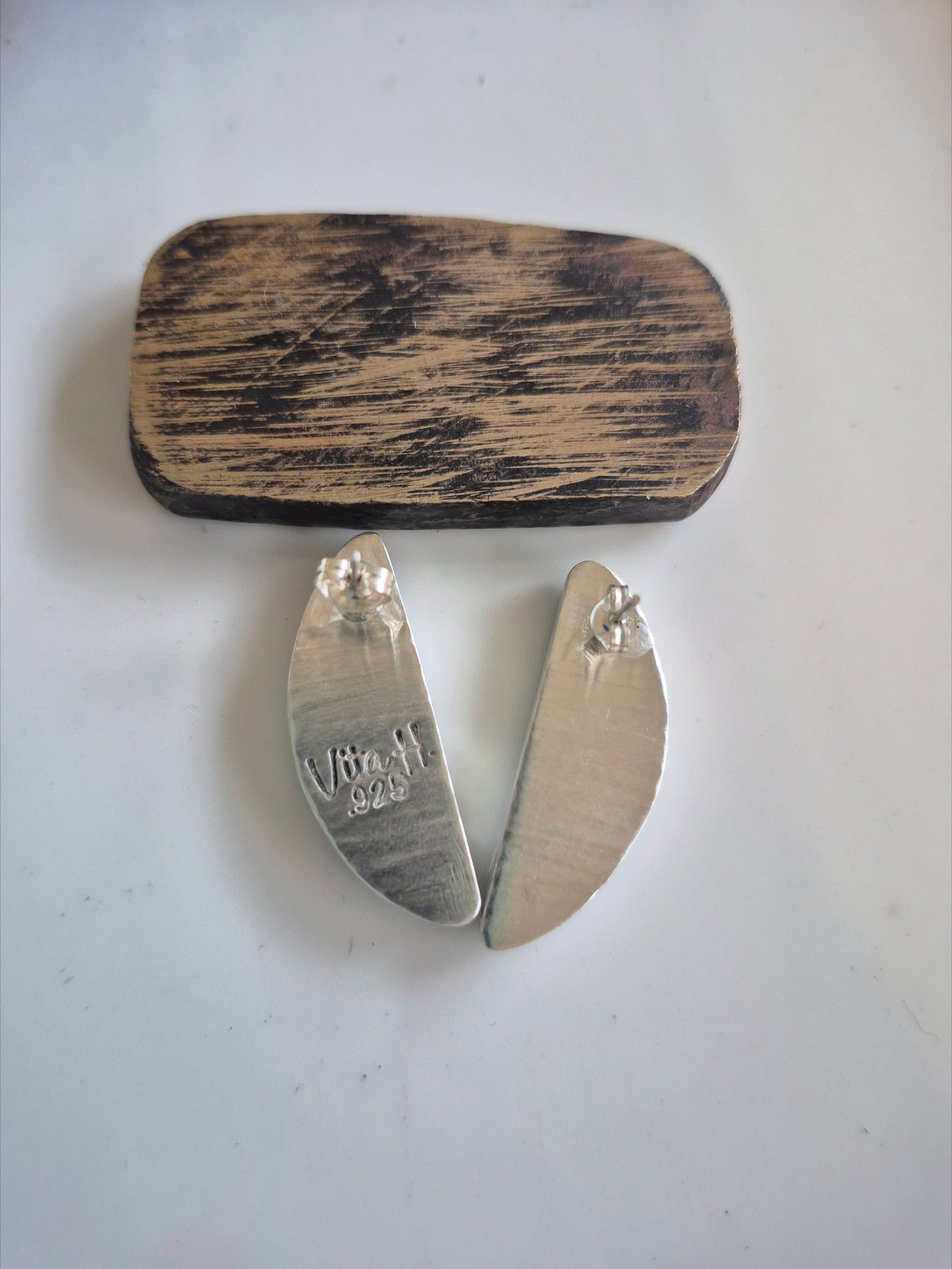 Skyline Prairie Earrings – Long Crescent Deep Blue Turquoise Studs