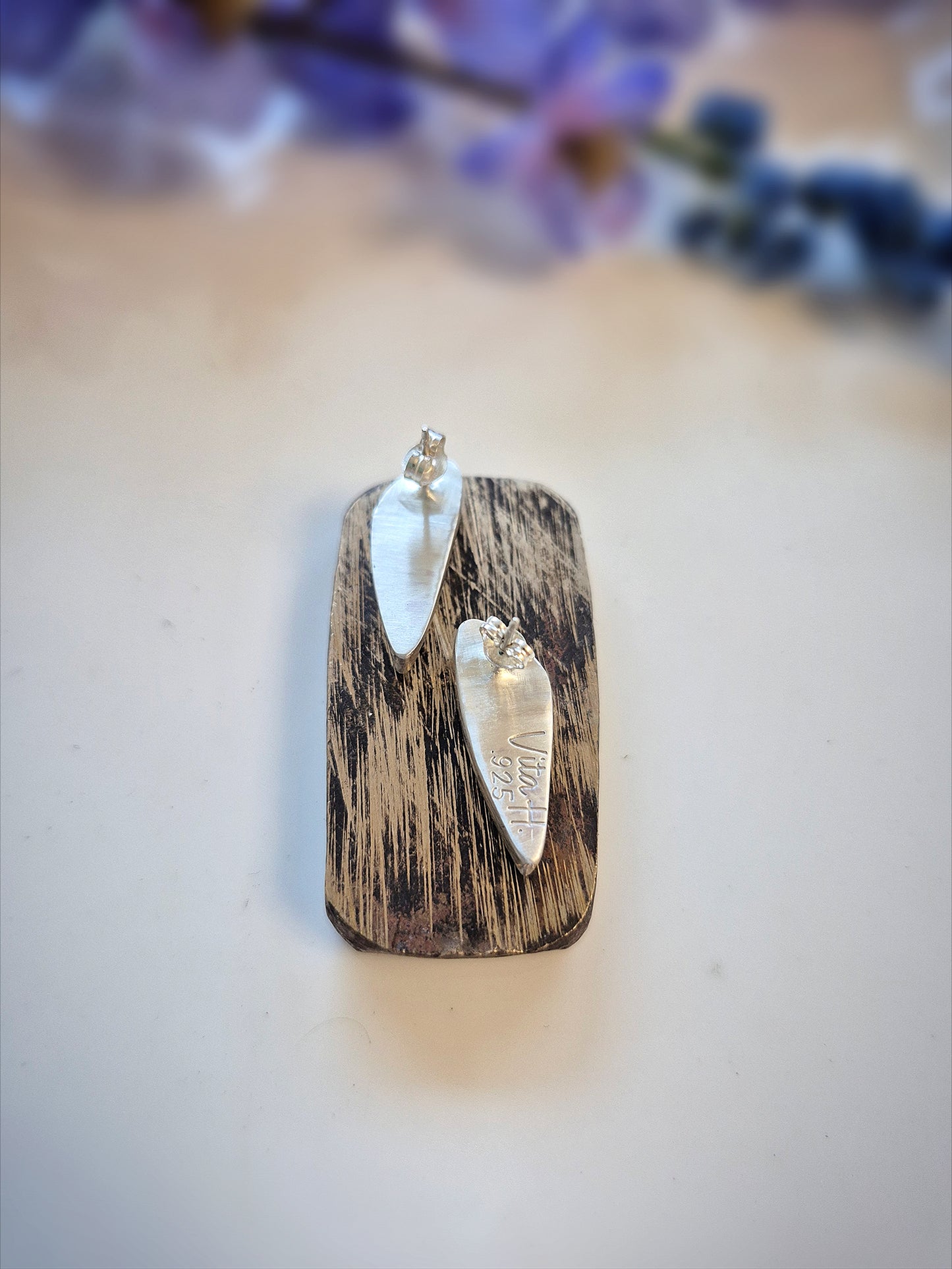 Prairie Art Earrings – Long Crescent Blue Turquoise Studs