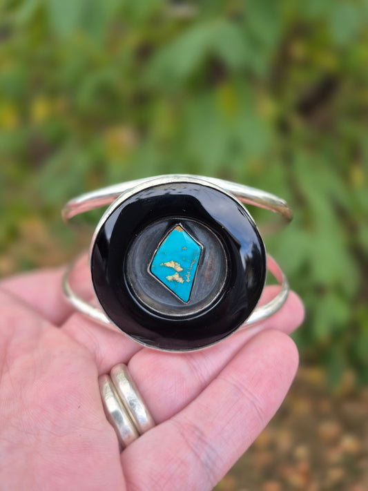 Transitions Shadowbox Cuff - Sterling Silver Black Onyx and Turquoise