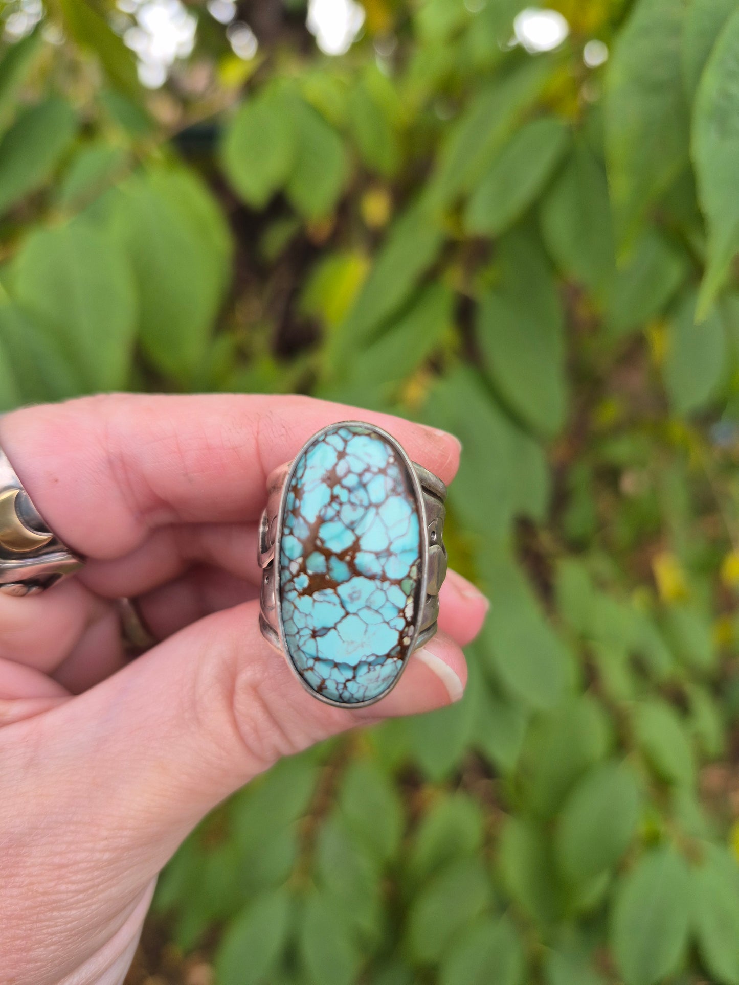 The Sentinel Ring – Large Oval Turquoise & Silver Serpent