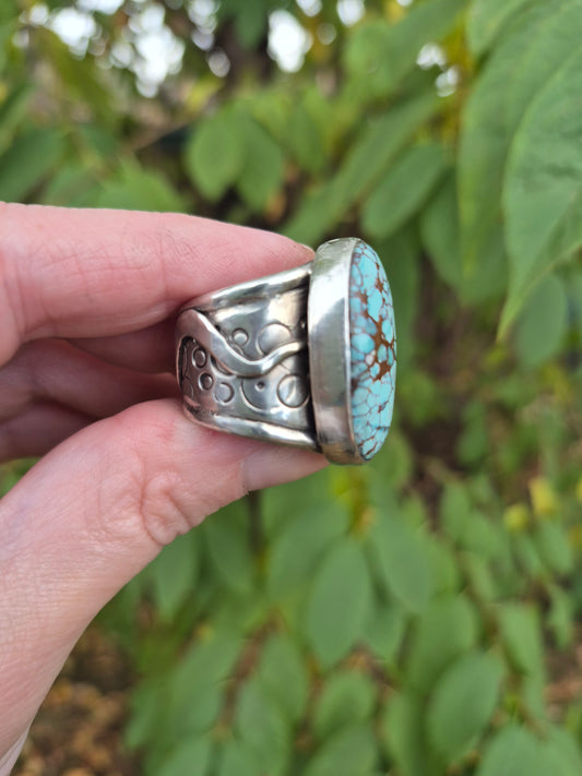 The Sentinel Ring – Large Oval Turquoise & Silver Serpent