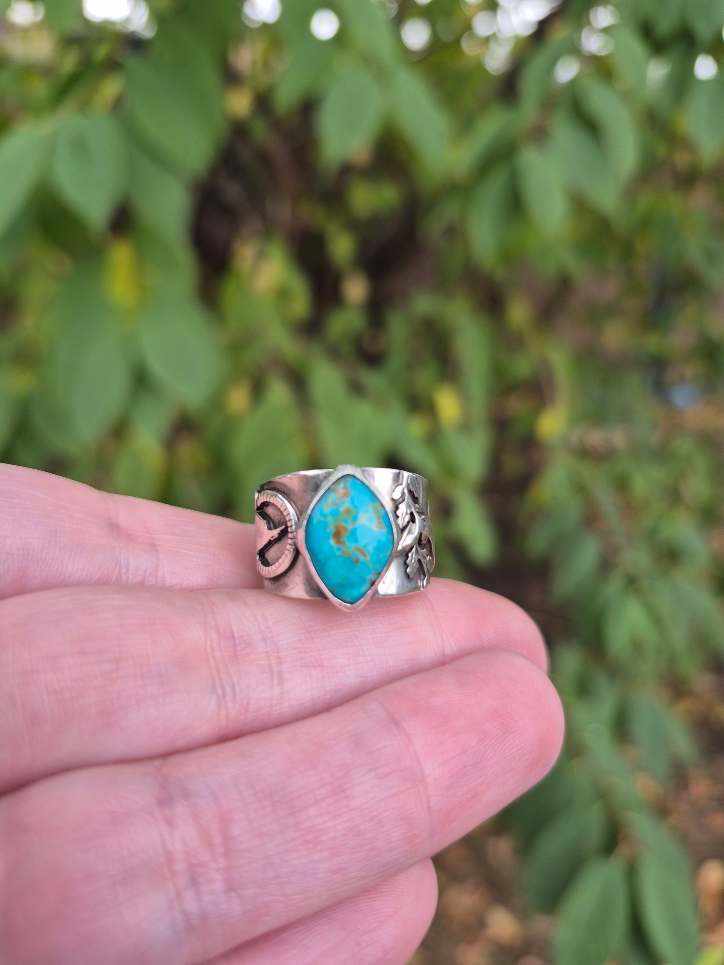 The Moonshadow Ring – Kingman Turquoise & Silver Serpent