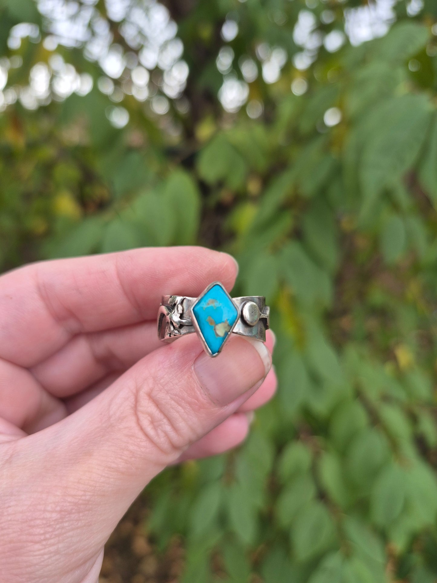 The Daybreak Ring – Kingman Turquoise & Silver Serpent