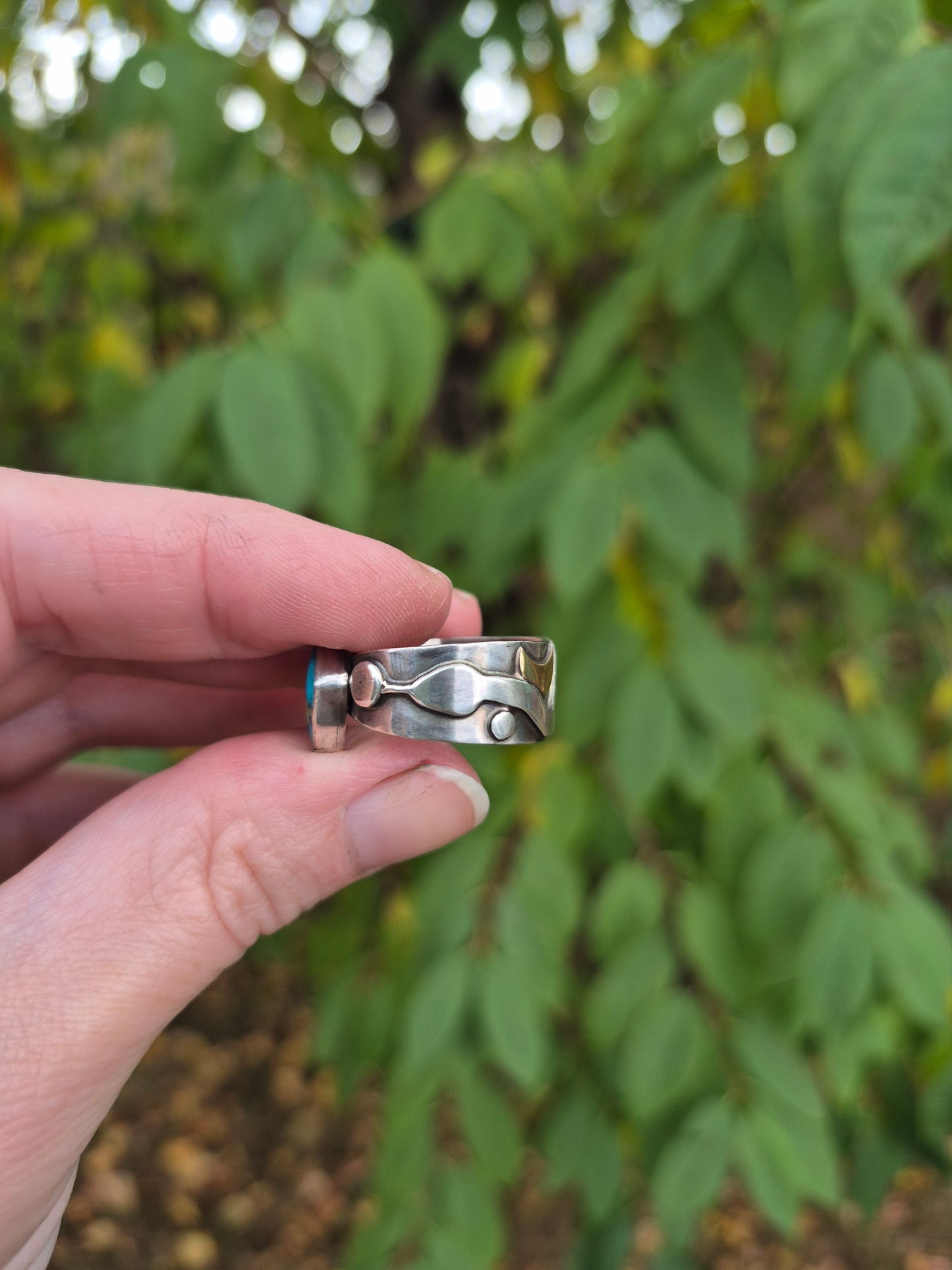 The Daybreak Ring – Kingman Turquoise & Silver Serpent