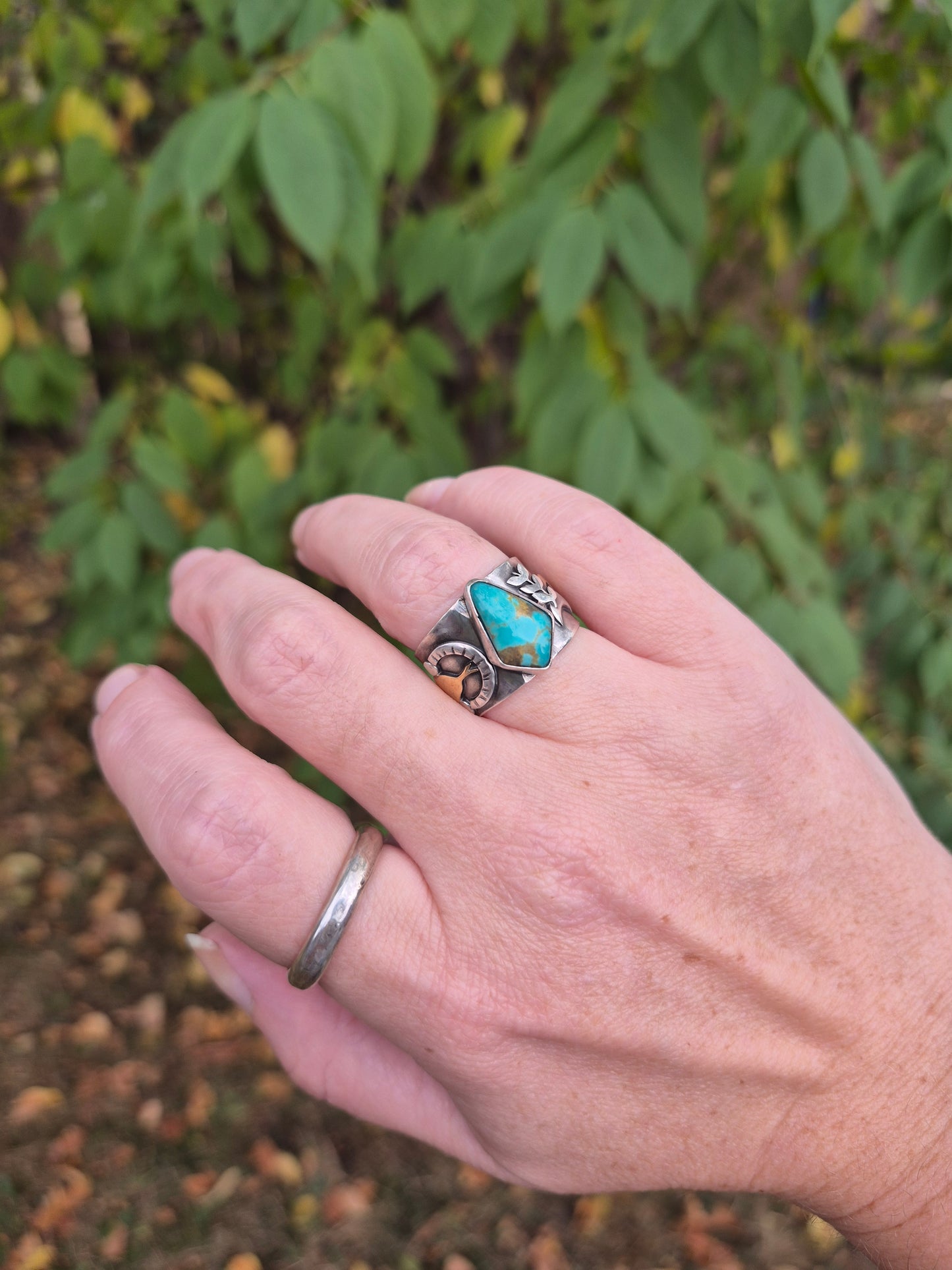 The Eclipse Ring – Kingman Turquoise & Brass Serpent
