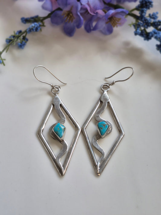 The Serpent’s Embrace Earrings – Turquoise & Sterling Silver