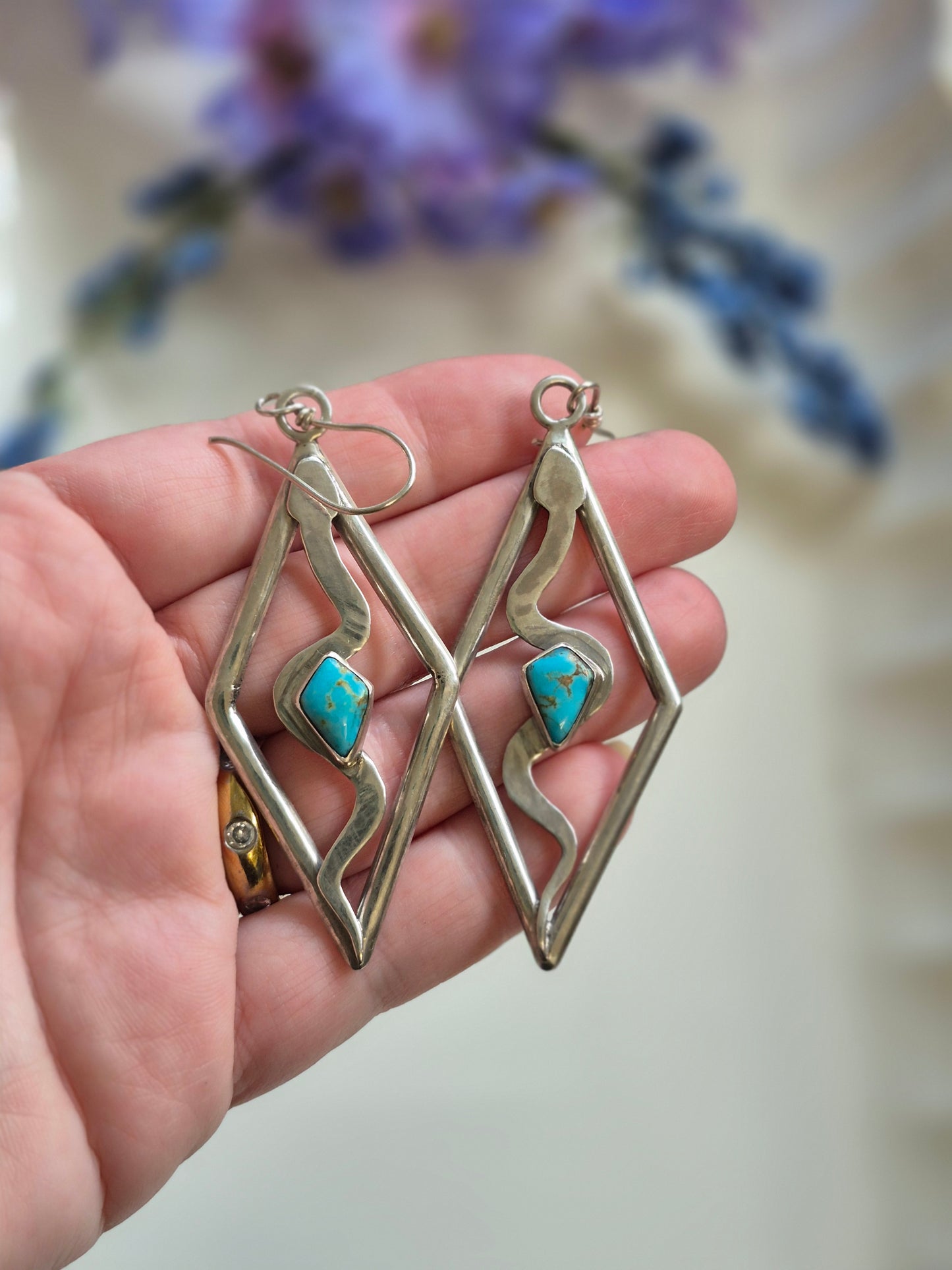 The Serpent’s Embrace Earrings – Turquoise & Sterling Silver
