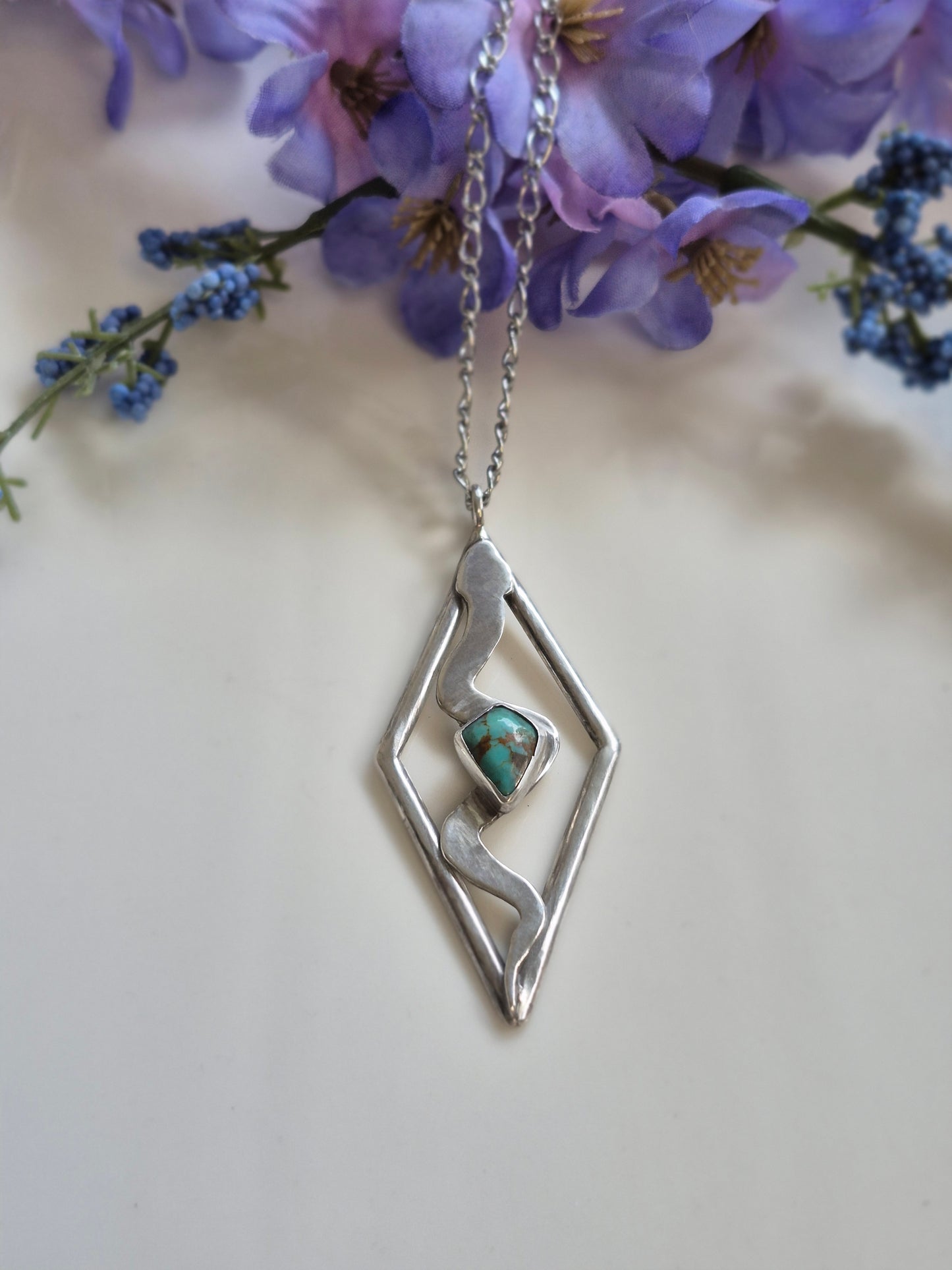 The Serpent’s Heart Necklace – Turquoise & Sterling Silver