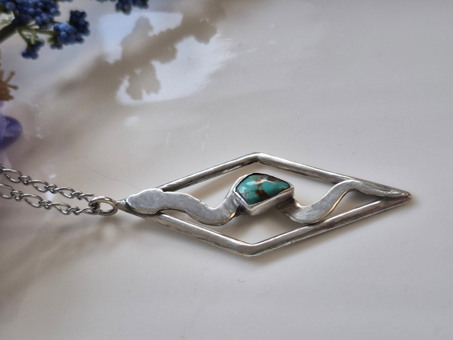 The Serpent’s Heart Necklace – Turquoise & Sterling Silver