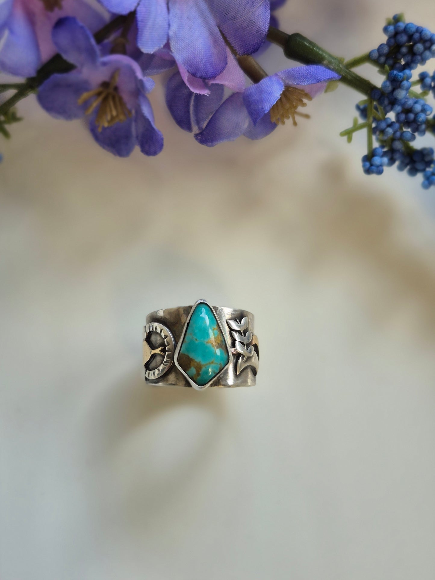 The Eclipse Ring – Kingman Turquoise & Brass Serpent