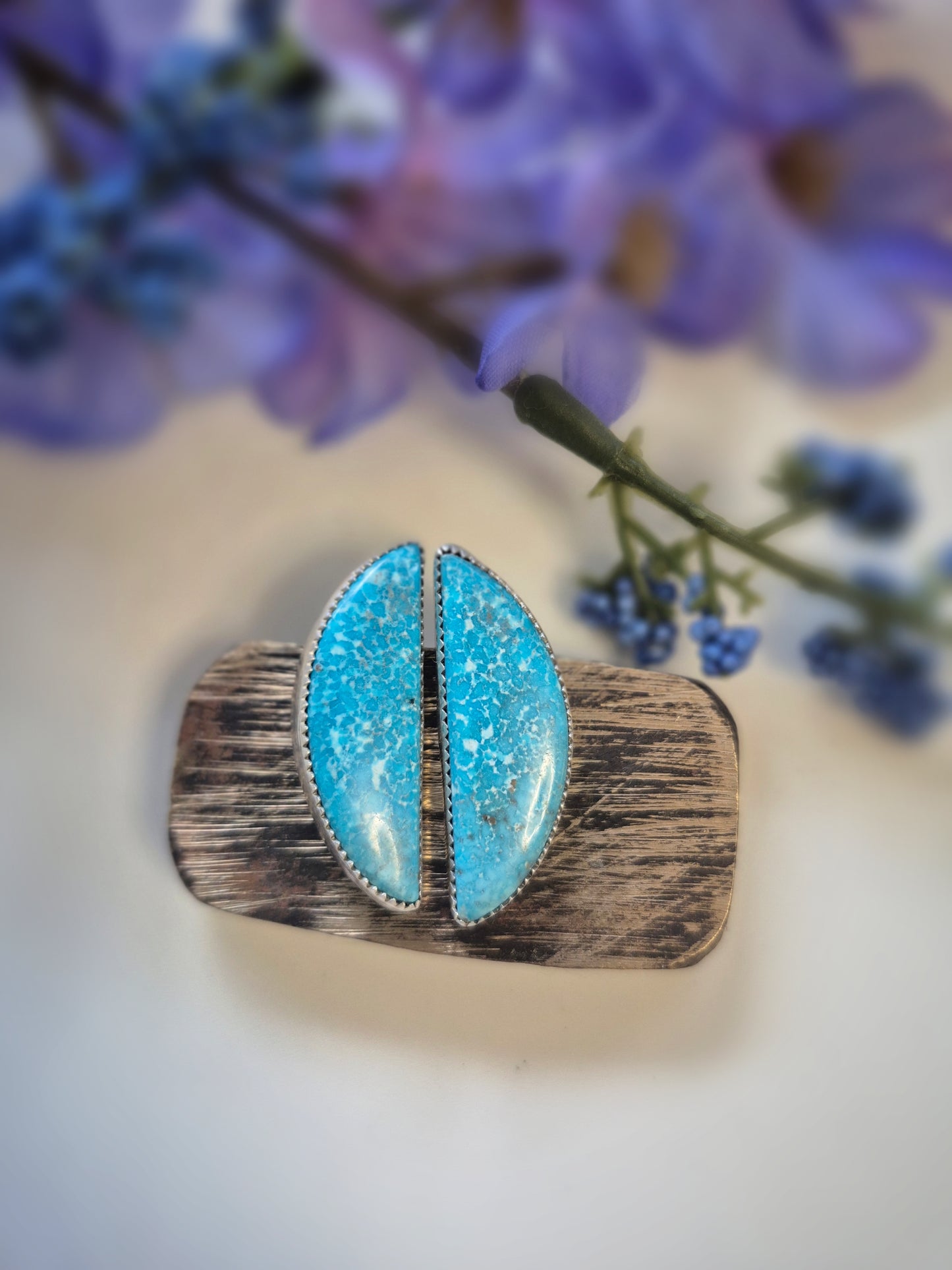 Skyline Prairie Earrings – Long Crescent Deep Blue Turquoise Studs