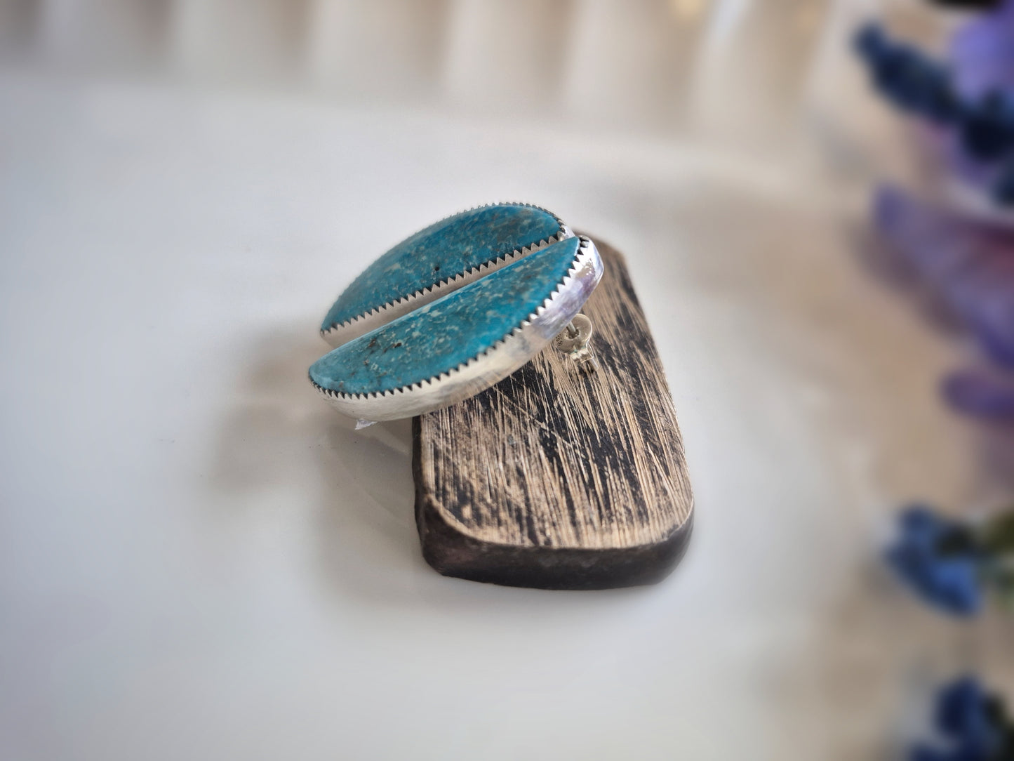 Skyline Prairie Earrings – Long Crescent Deep Blue Turquoise Studs