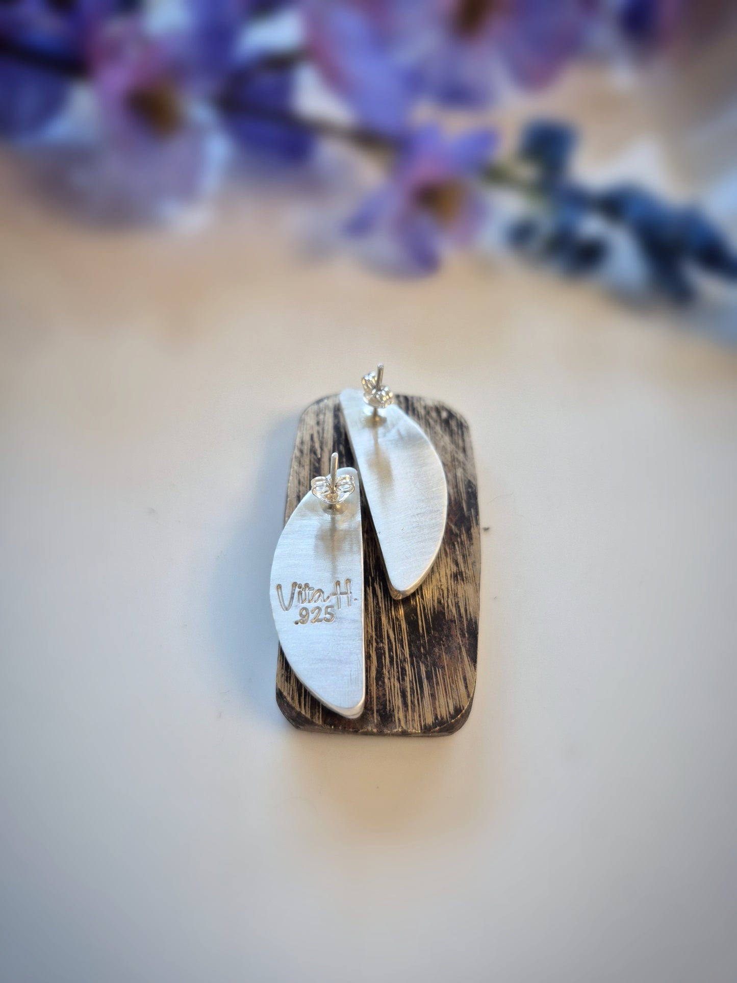 Skyline Prairie Earrings – Long Crescent Deep Blue Turquoise Studs