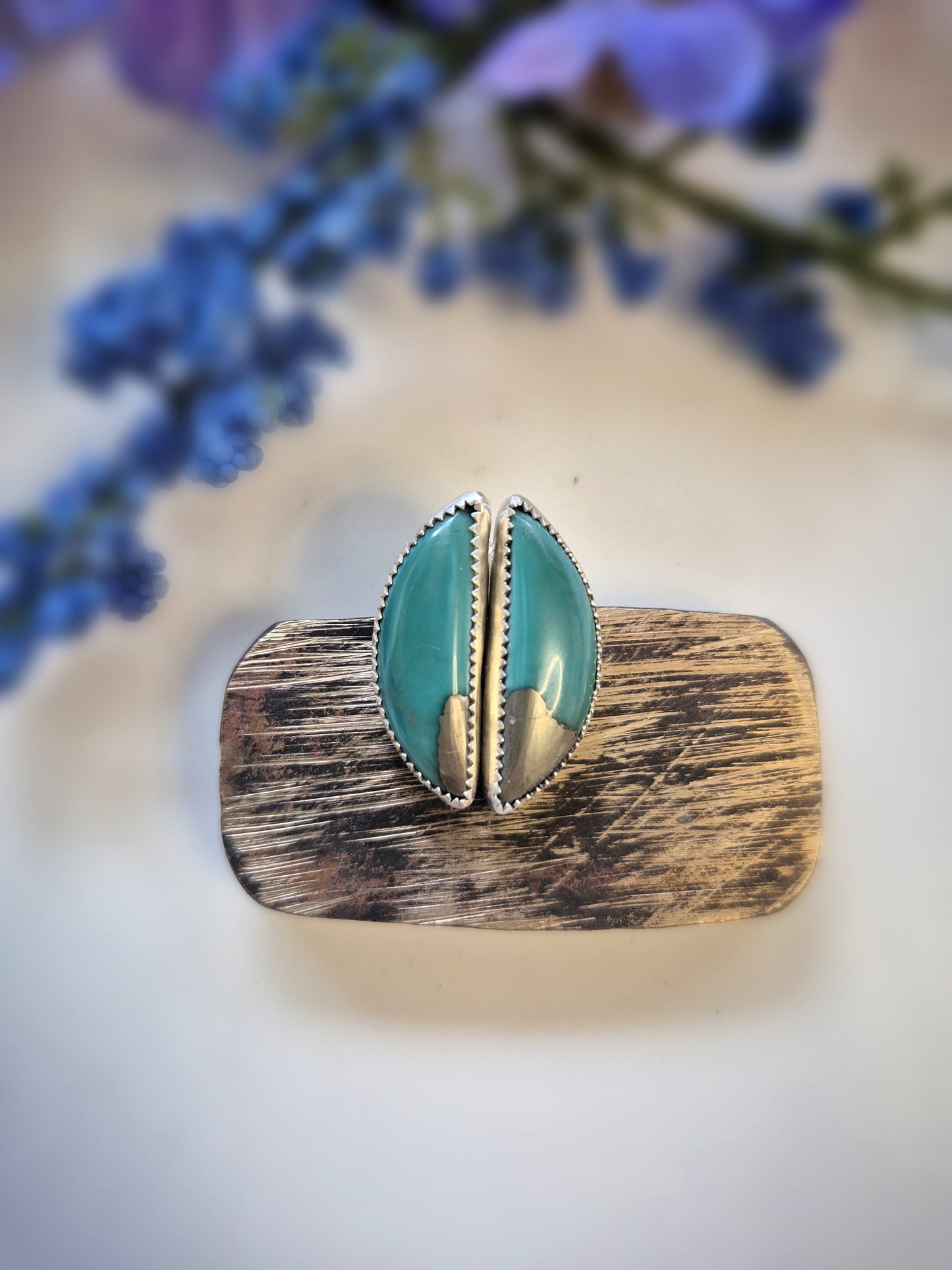 Prairie Grass Earrings – Long Crescent Green Turquoise Studs