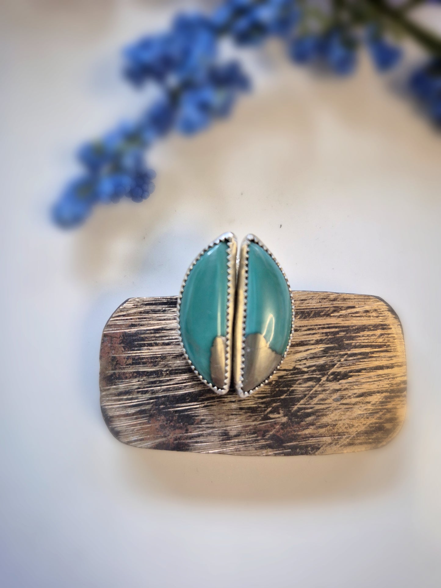 Prairie Grass Earrings – Long Crescent Green Turquoise Studs