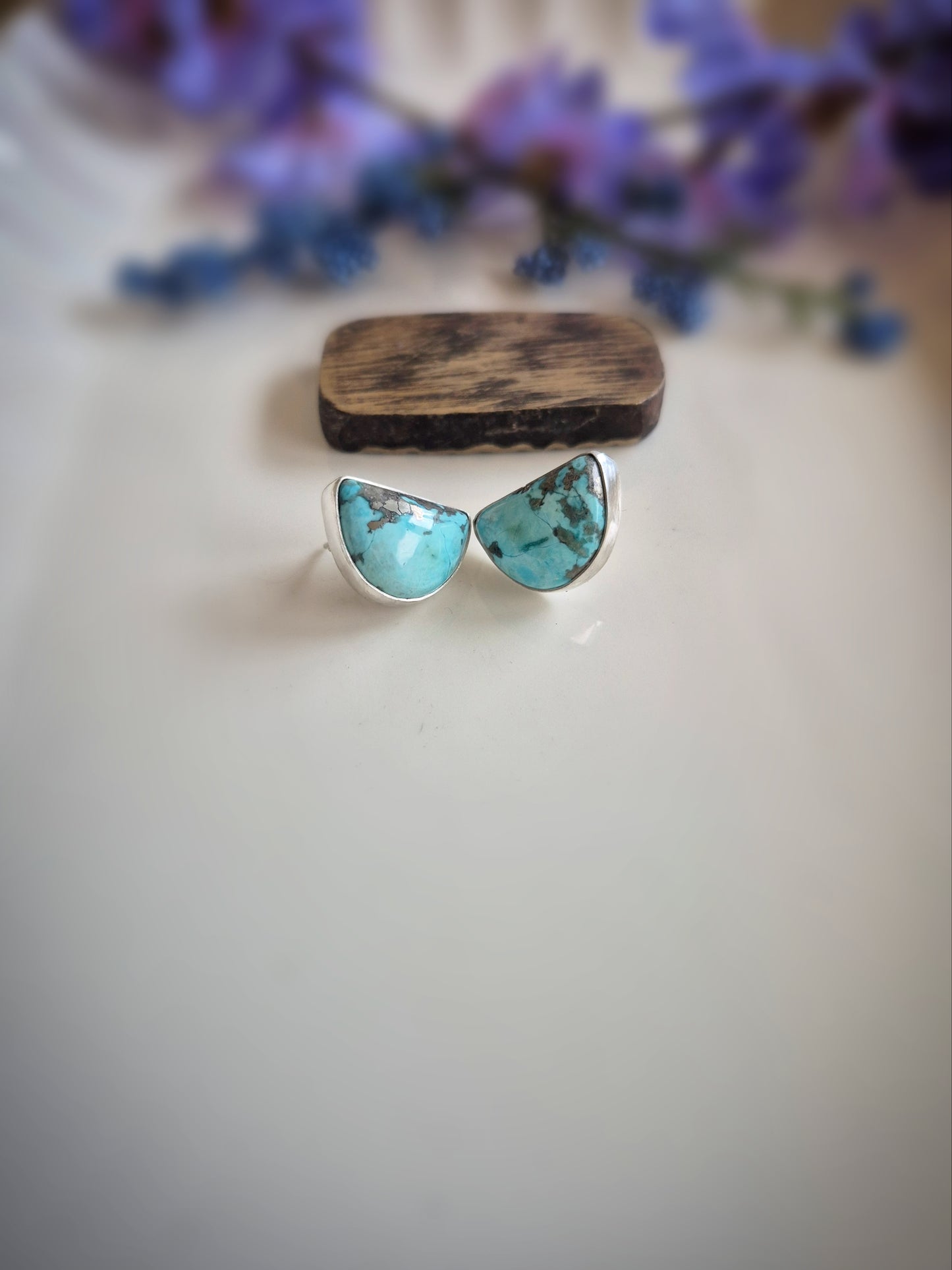 Windy Prairie Sky Earrings – Wide Crescent Blue Turquoise Studs