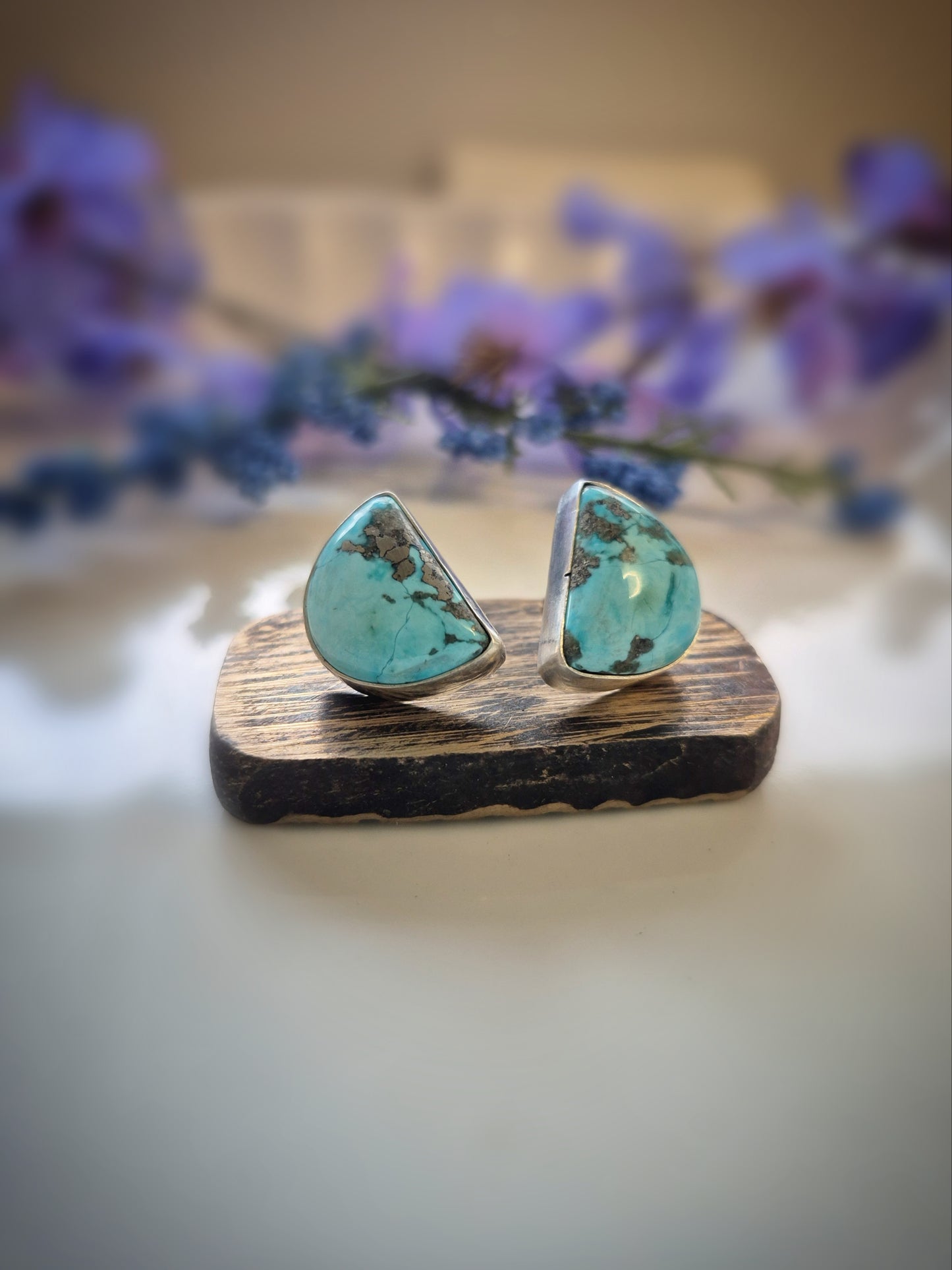 Windy Prairie Sky Earrings – Wide Crescent Blue Turquoise Studs