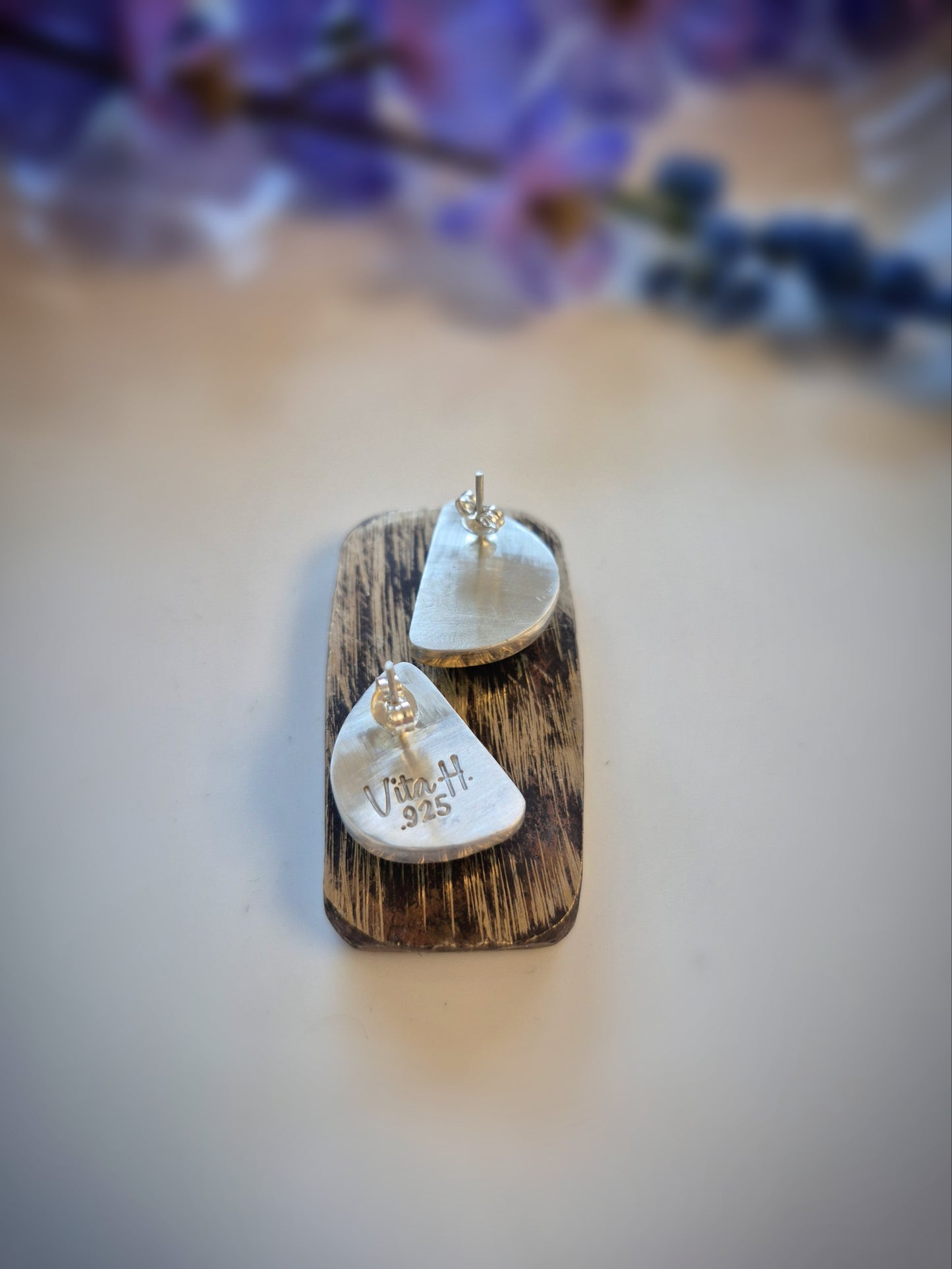 Windy Prairie Sky Earrings – Wide Crescent Blue Turquoise Studs