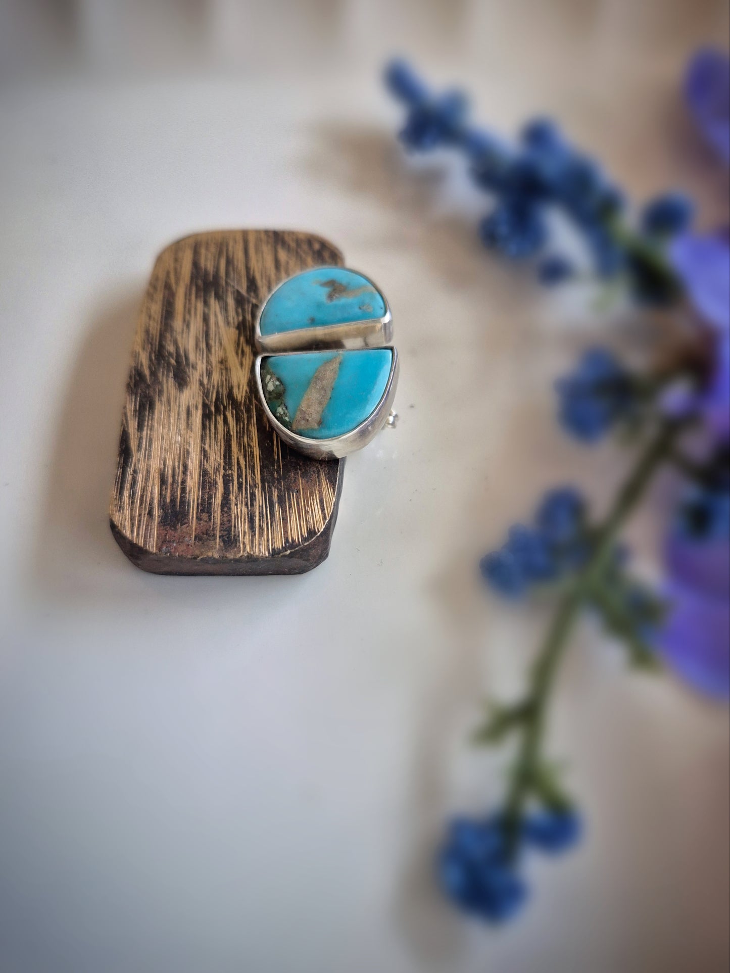 Prairie Cloud Earrings – Wide Crescent Blue Turquoise Studs