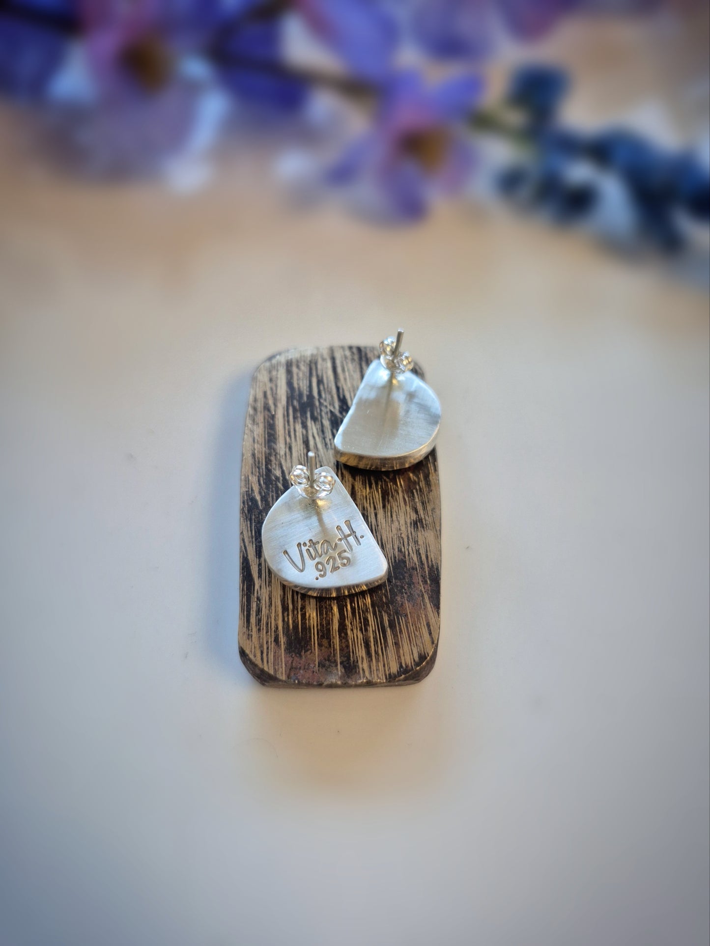 Prairie Cloud Earrings – Wide Crescent Blue Turquoise Studs