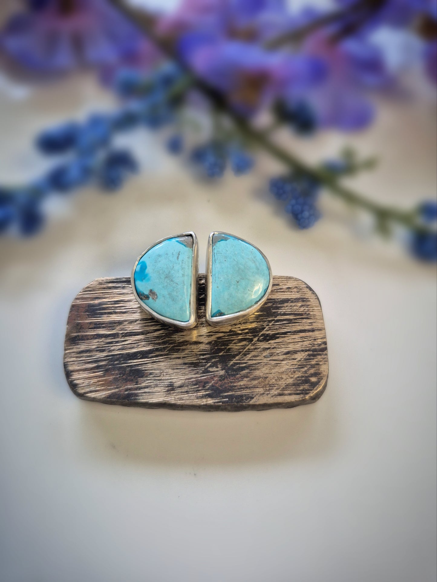 Light Blue Prairie Sky Earrings – Wide Crescent Blue Turquoise Studs
