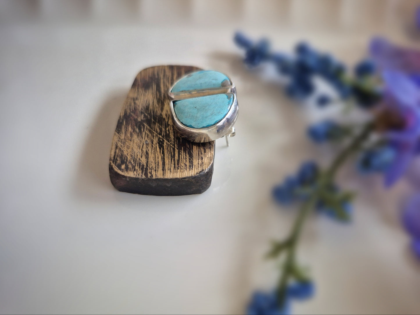 Light Blue Prairie Sky Earrings – Wide Crescent Blue Turquoise Studs