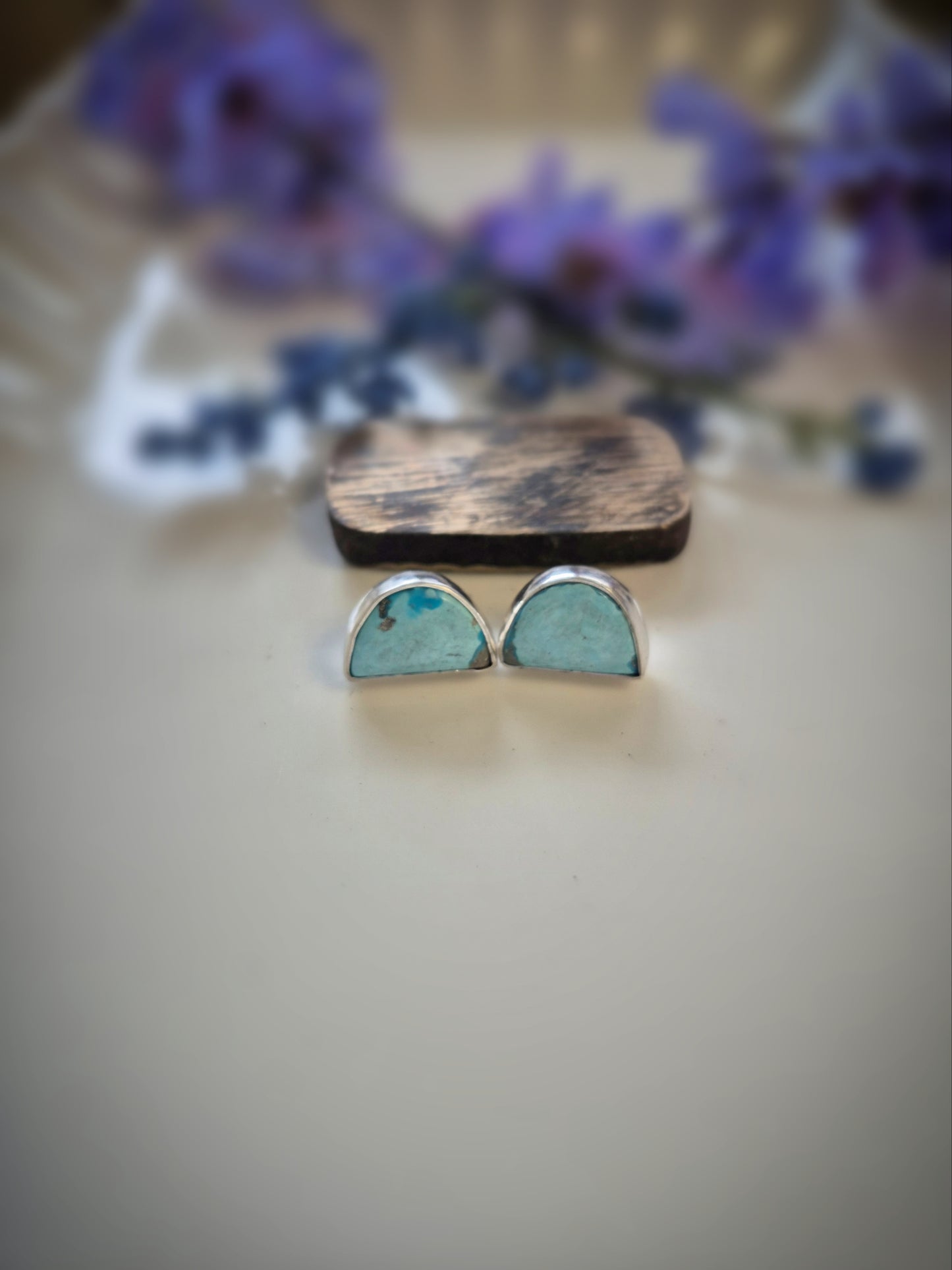 Light Blue Prairie Sky Earrings – Wide Crescent Blue Turquoise Studs
