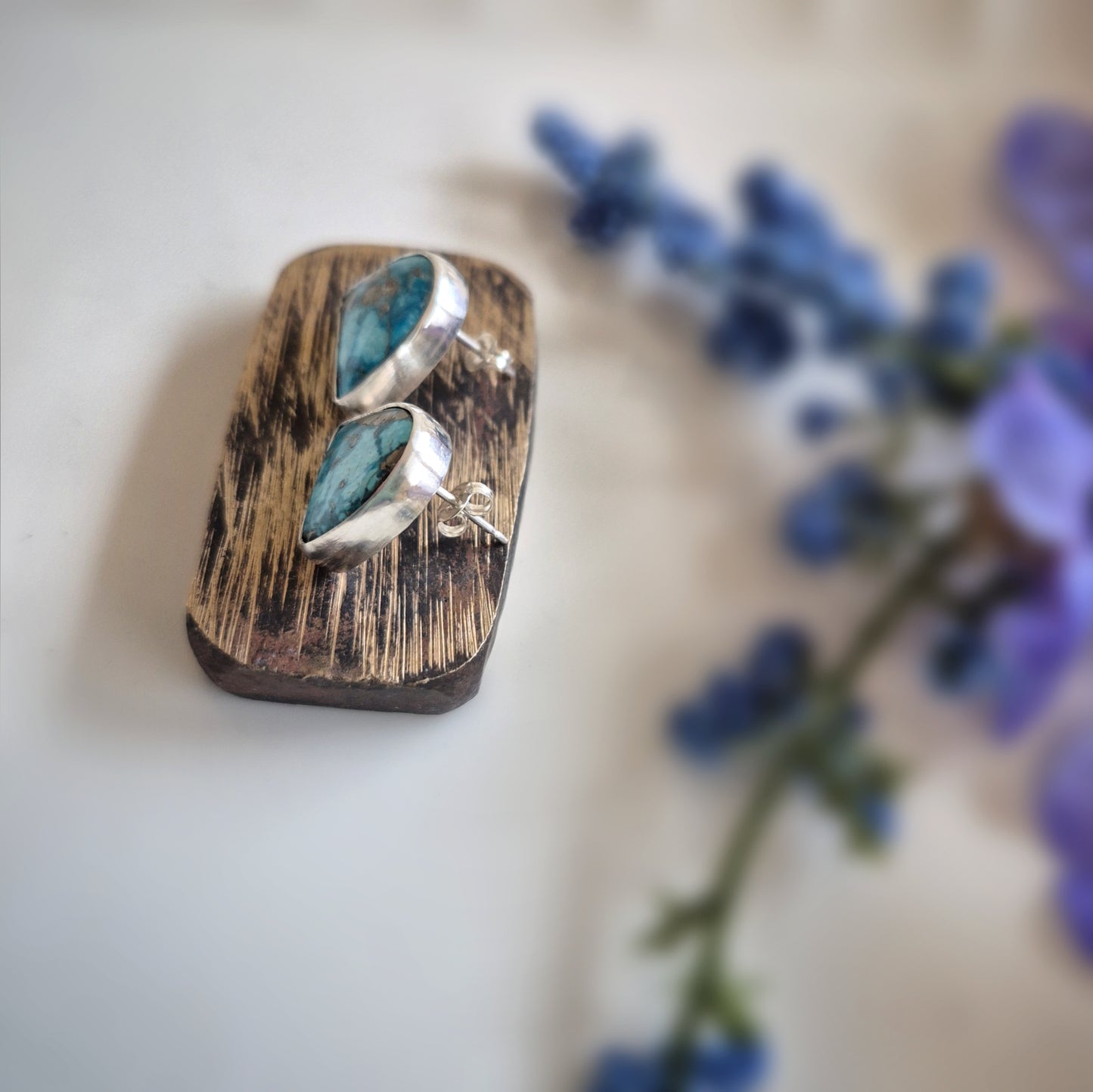 Blue Moon Prairie Earrings – Wide Crescent Blue Turquoise Studs