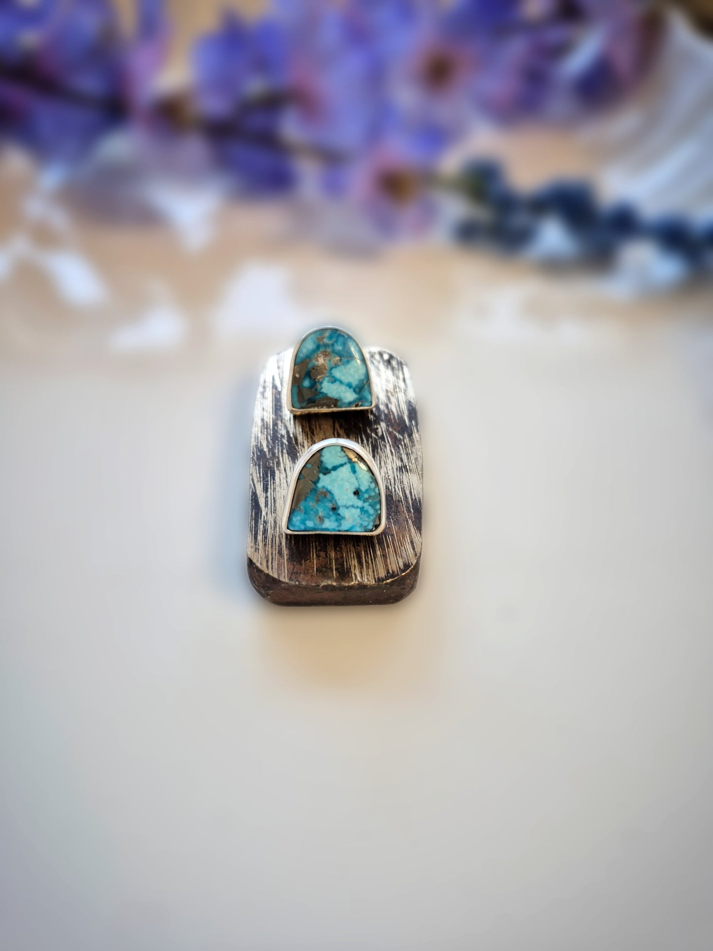 Blue Moon Prairie Earrings – Wide Crescent Blue Turquoise Studs