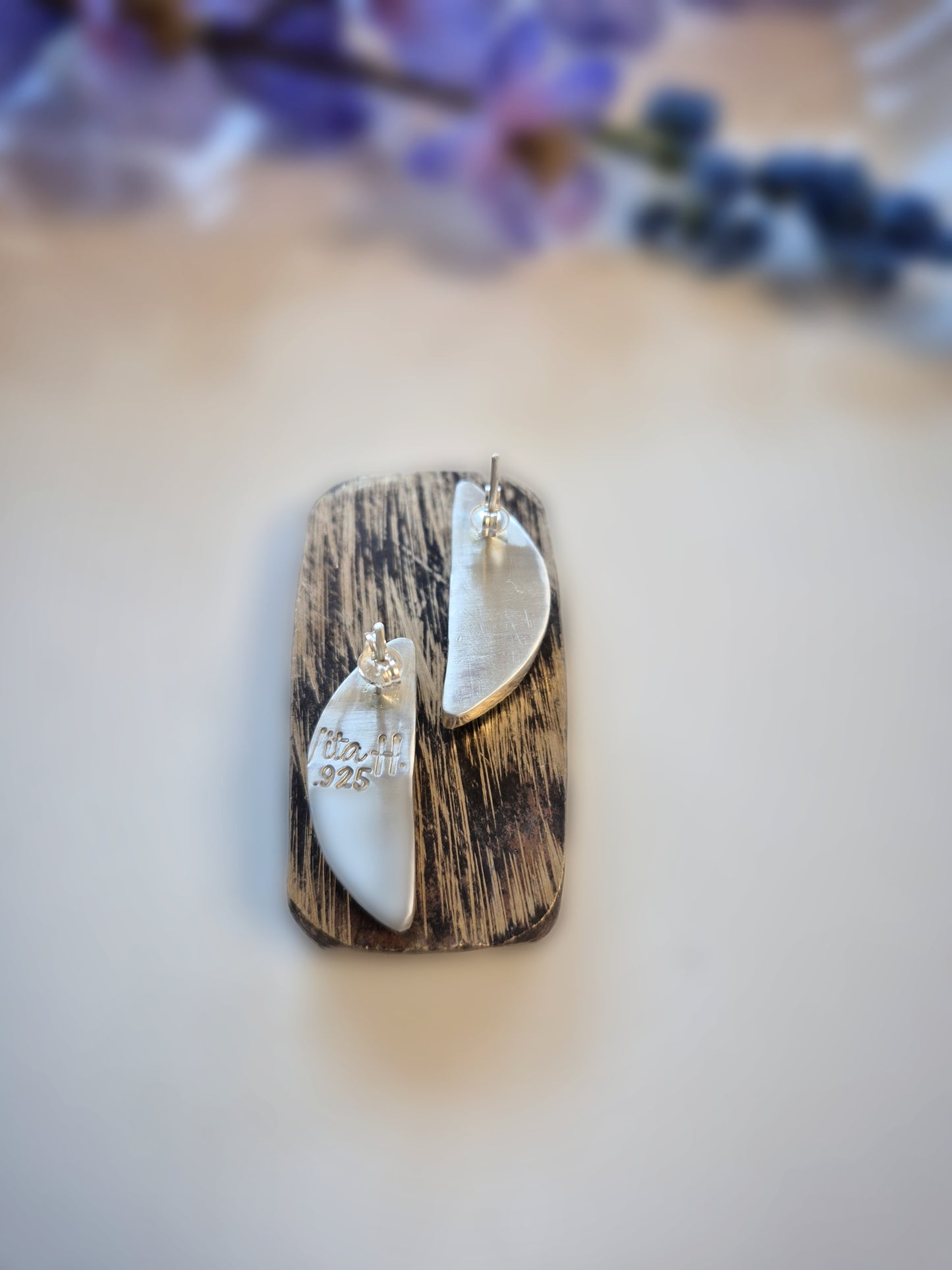 Open Sky Prairie Earrings – Long Crescent Light Blue Turquoise Studs