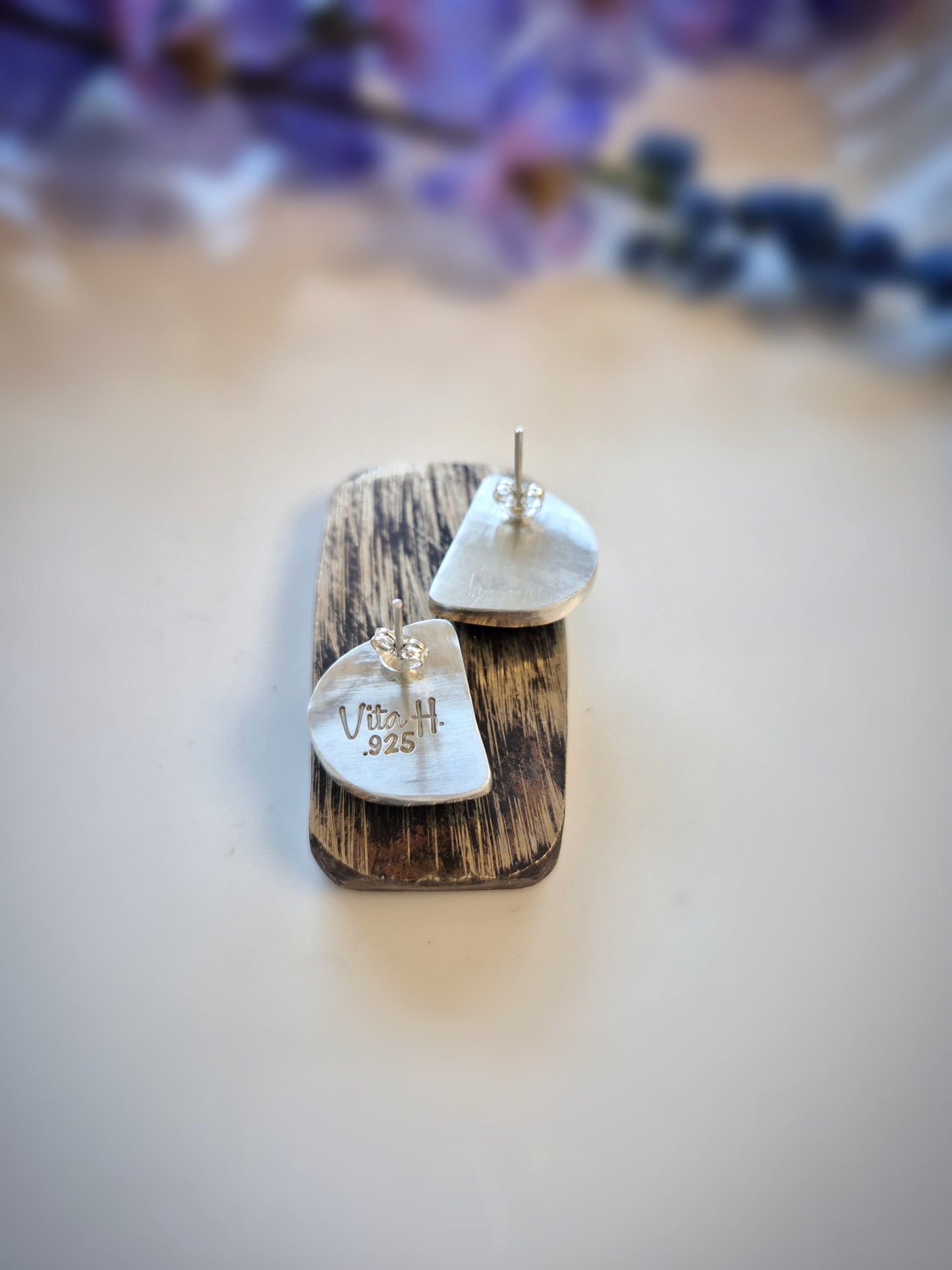 Prairie Gold Earrings – Wide Crescent Blue Turquoise Studs