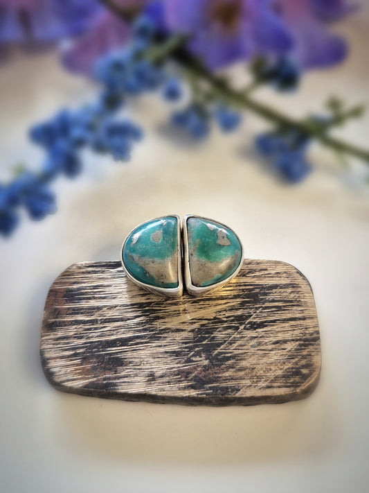 Green Arc Earrings – Wide Crescent Green Turquoise Studs