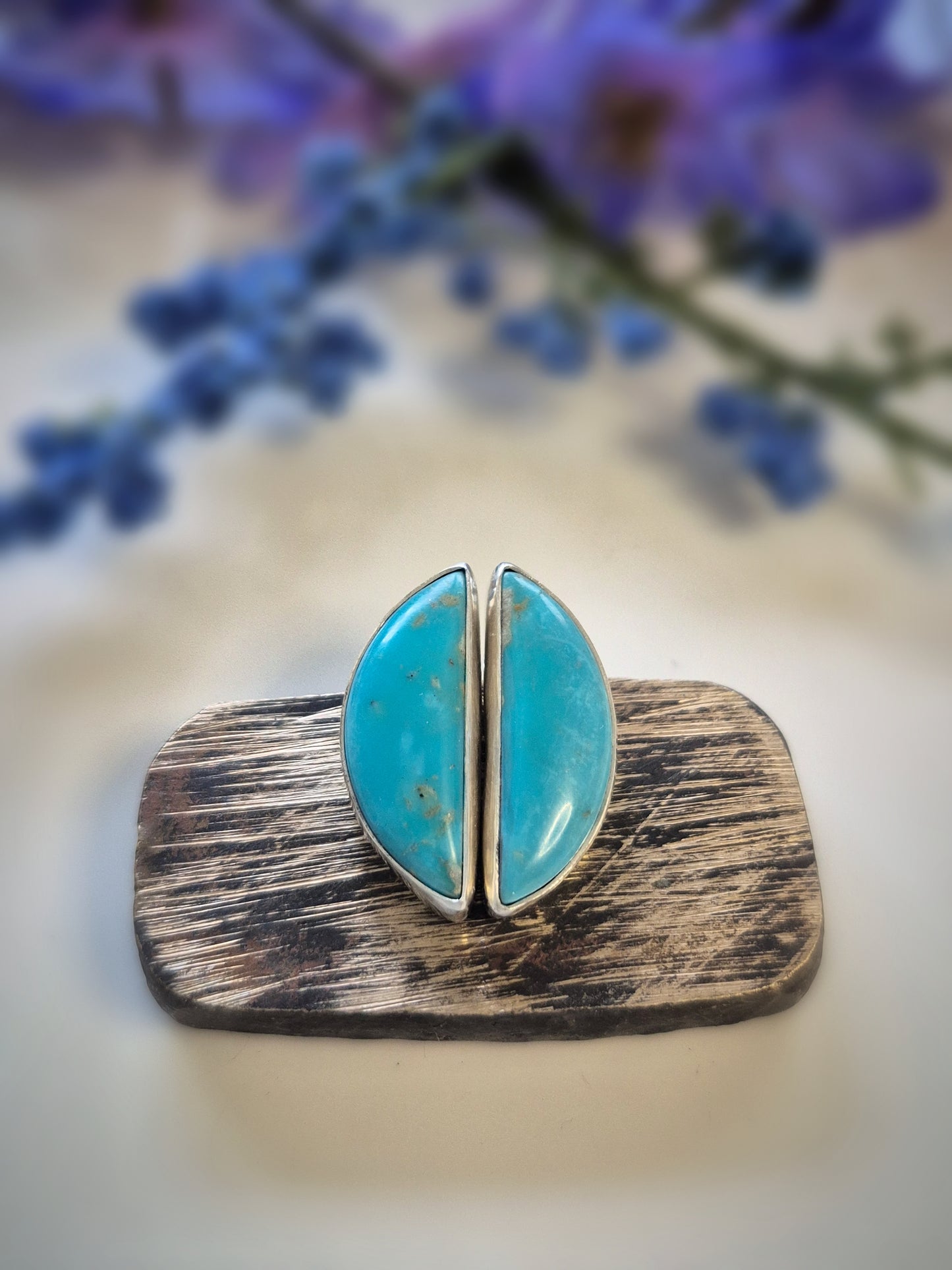Blue Sky Prairie Earrings – Long Crescent Blue Turquoise Studs