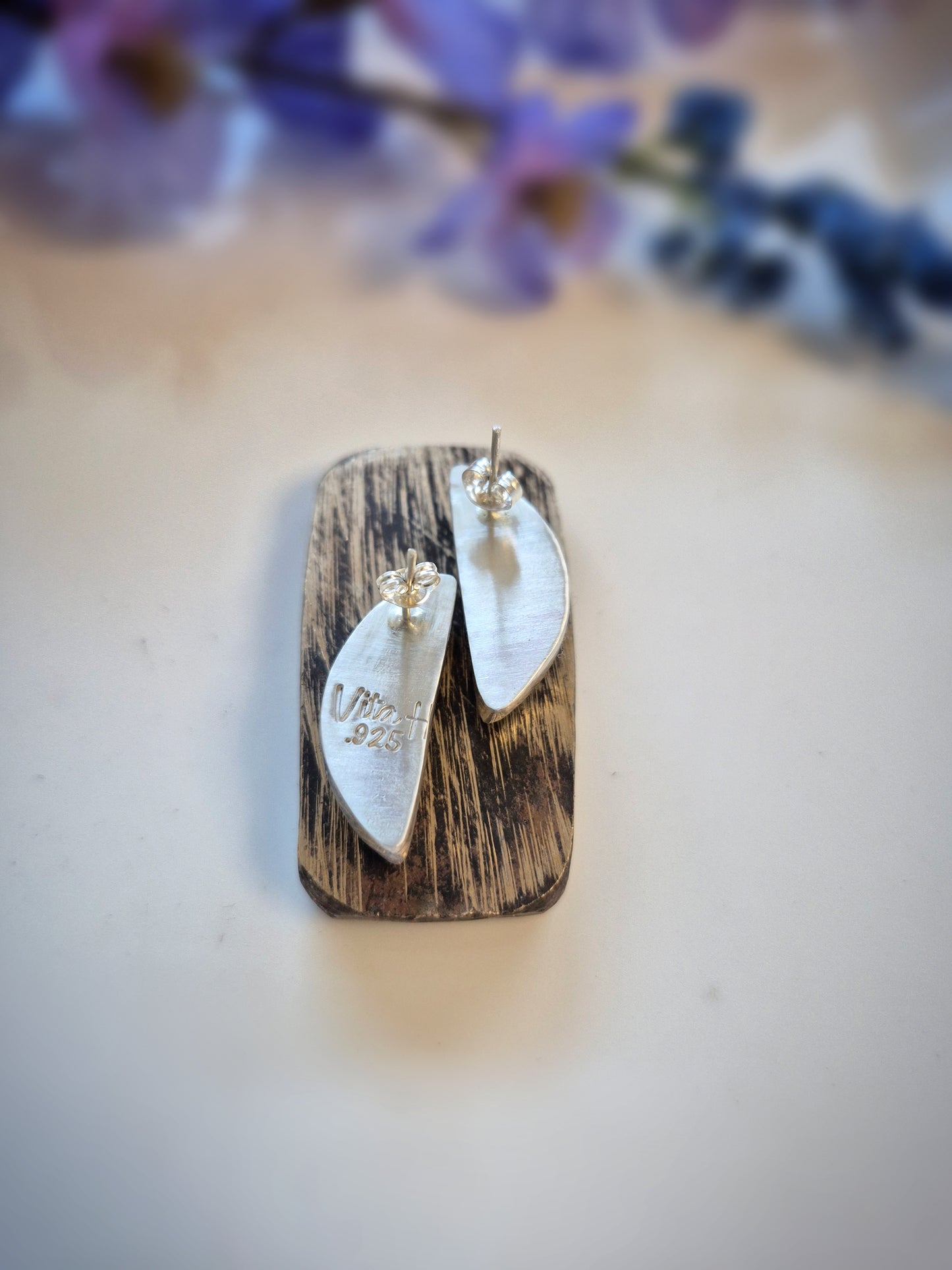 Blue Sky Prairie Earrings – Long Crescent Blue Turquoise Studs