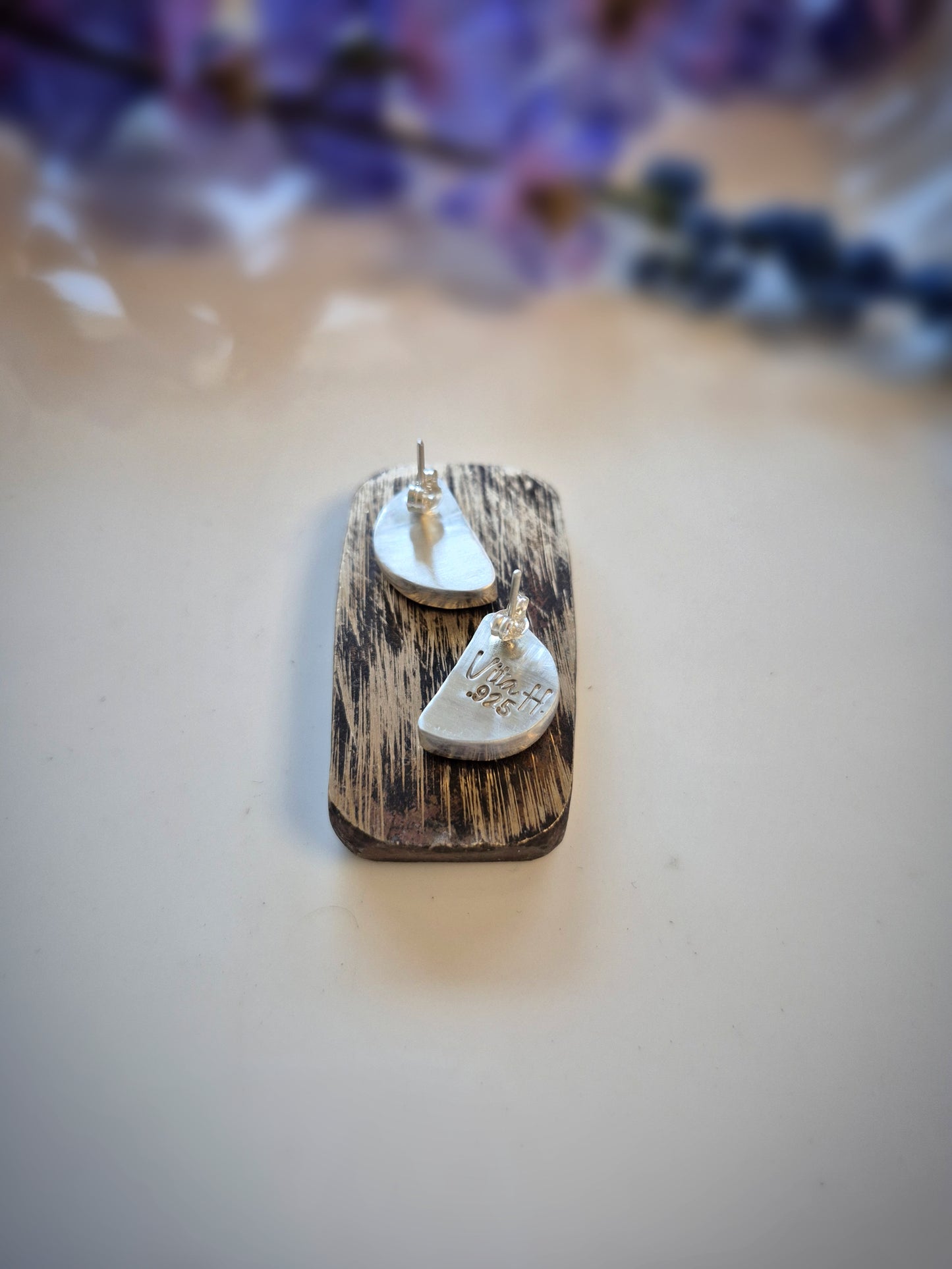 Prairie Horizon Earrings – Wide Crescent Blue Turquoise Studs