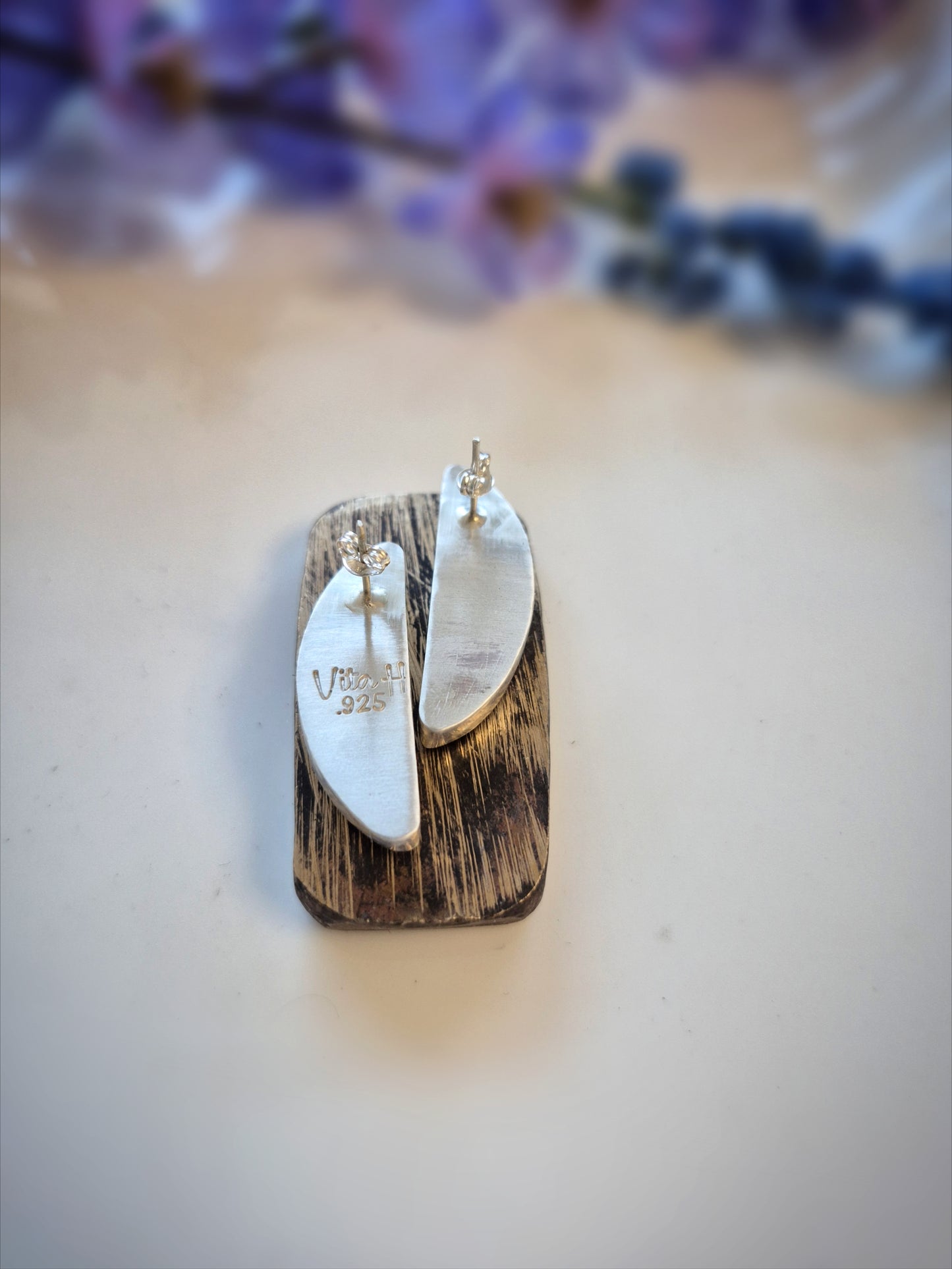 Prairie Blue Earrings – Long Crescent Sky Blue Turquoise Studs